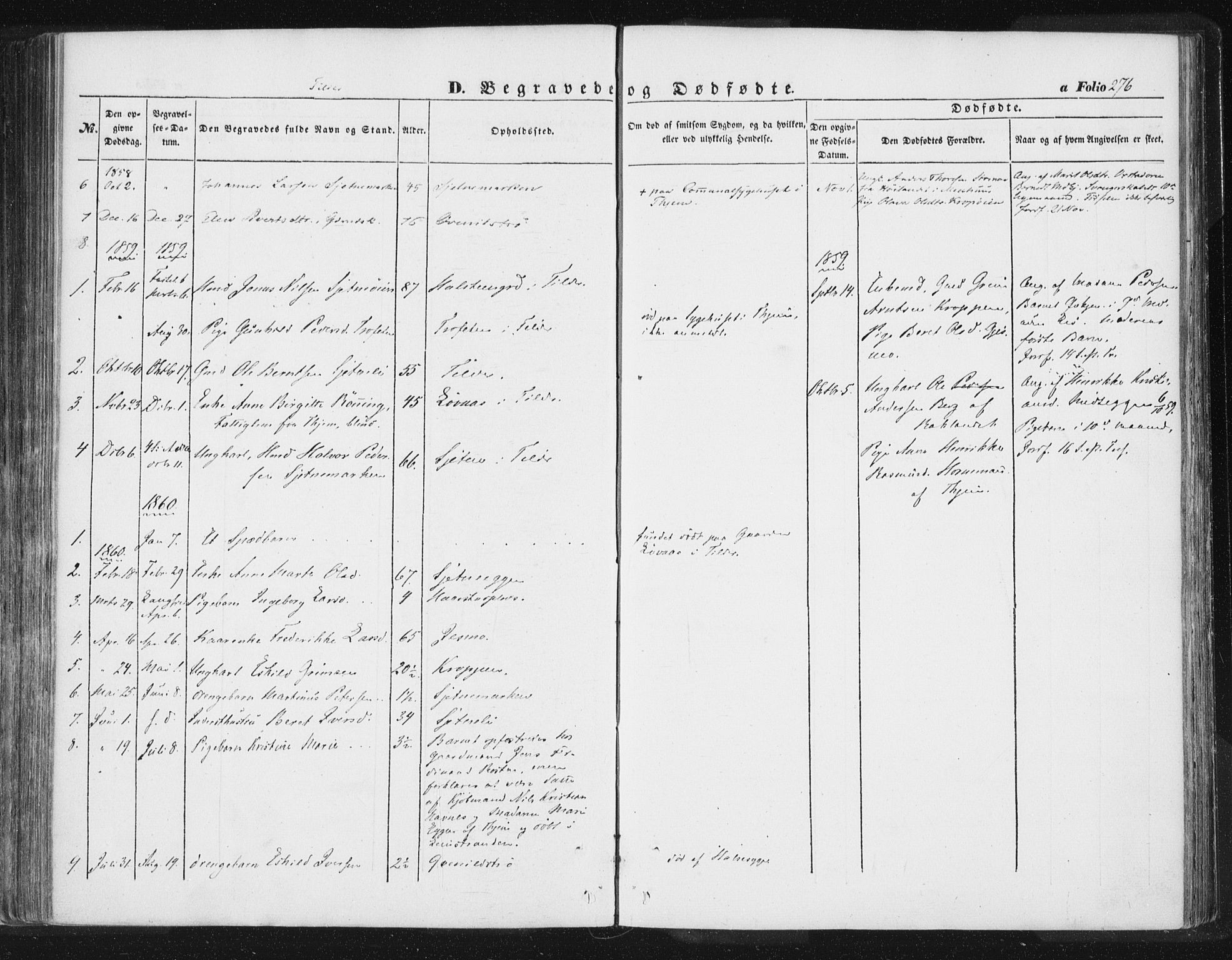 Ministerialprotokoller, klokkerbøker og fødselsregistre - Sør-Trøndelag, SAT/A-1456/618/L0441: Parish register (official) no. 618A05, 1843-1862, p. 276