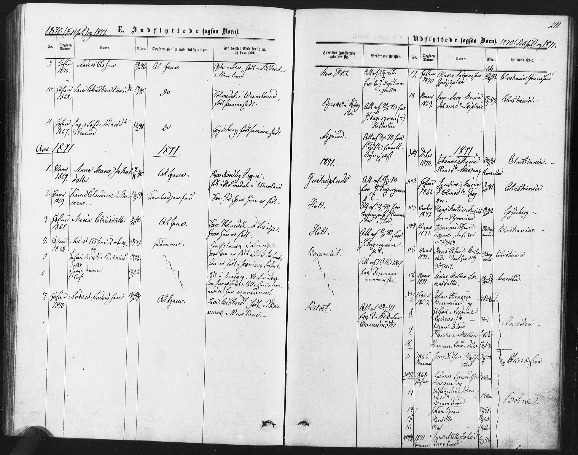 Kråkstad prestekontor Kirkebøker, SAO/A-10125a/F/Fa/L0008: Parish register (official) no. I 8, 1870-1879, p. 210