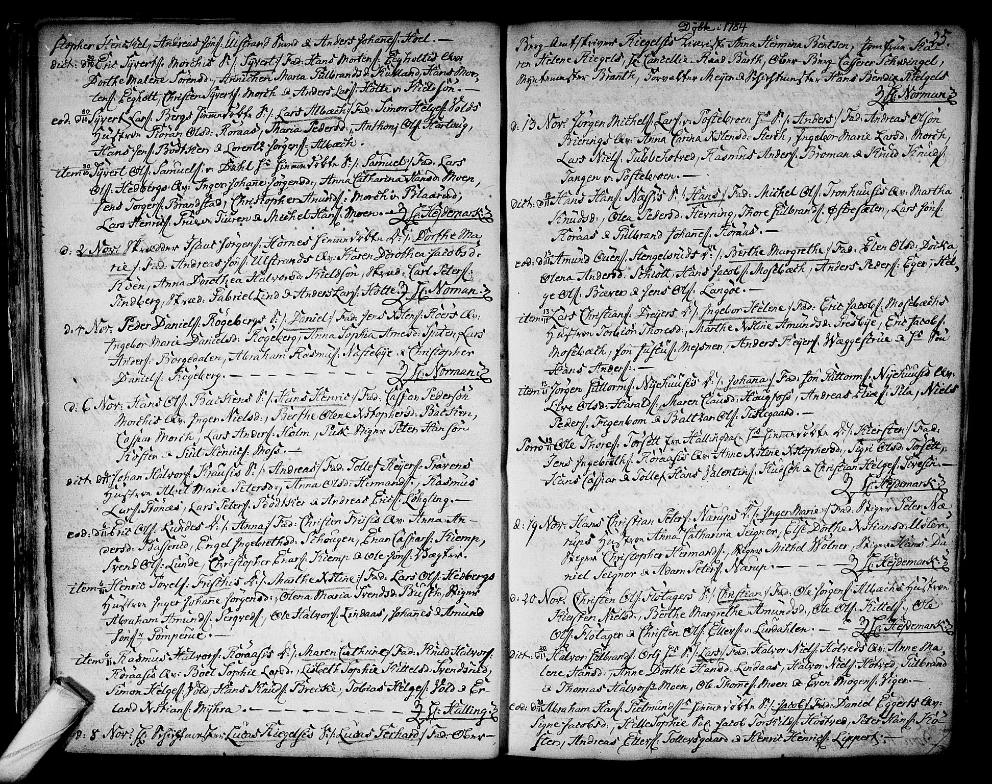 Kongsberg kirkebøker, SAKO/A-22/F/Fa/L0006: Parish register (official) no. I 6, 1783-1797, p. 25