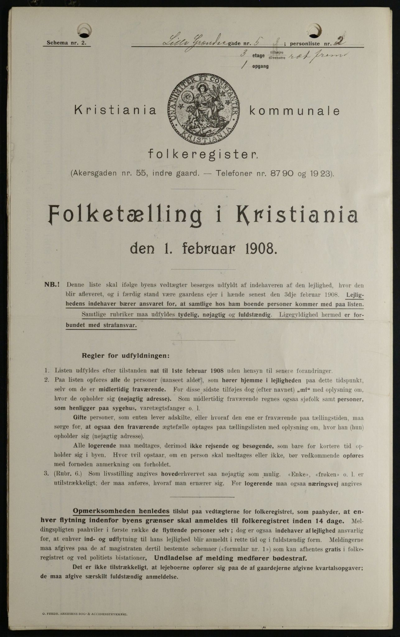 OBA, Municipal Census 1908 for Kristiania, 1908, p. 51633