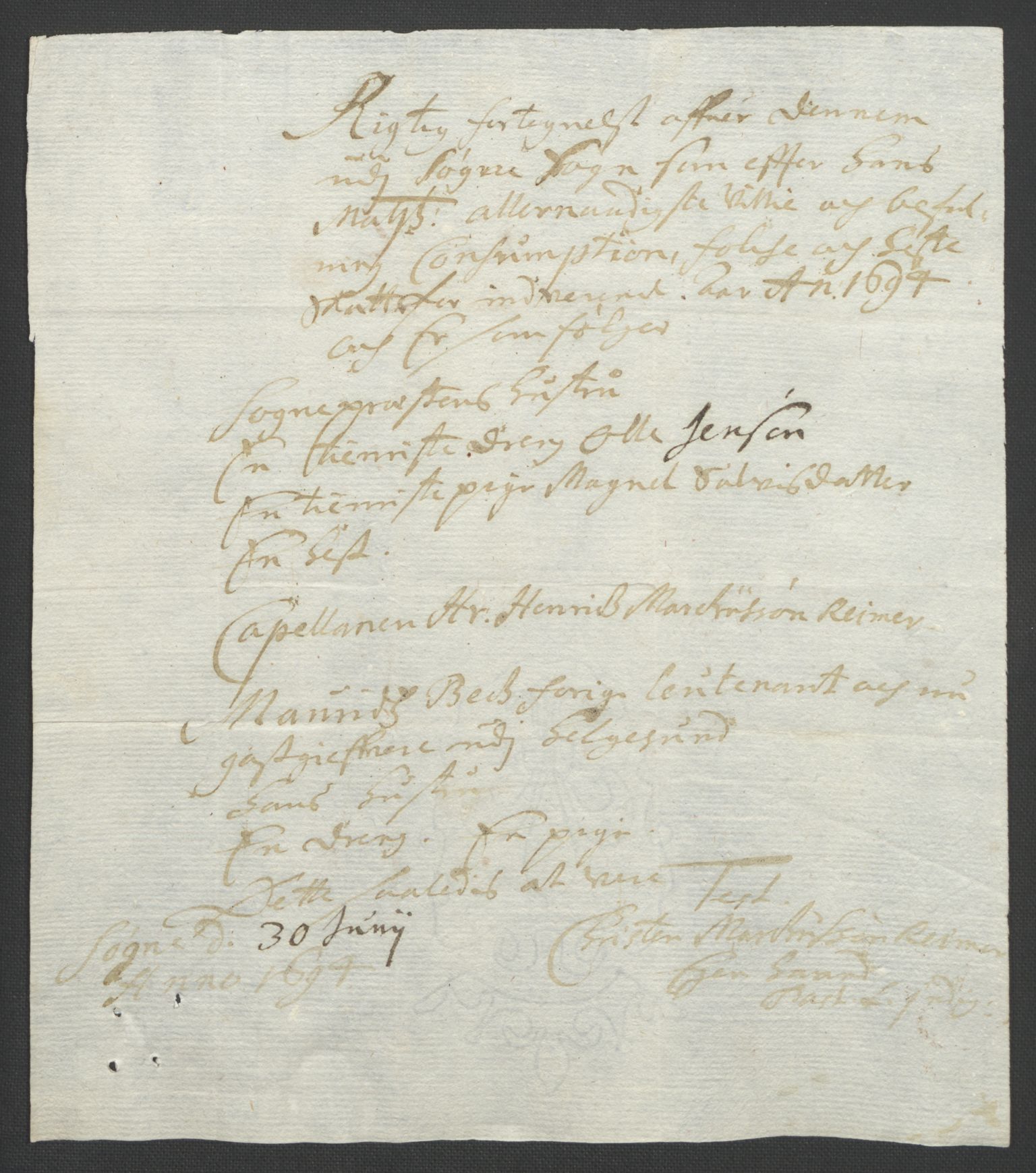 Rentekammeret inntil 1814, Reviderte regnskaper, Fogderegnskap, AV/RA-EA-4092/R43/L2545: Fogderegnskap Lista og Mandal, 1694-1695, p. 108