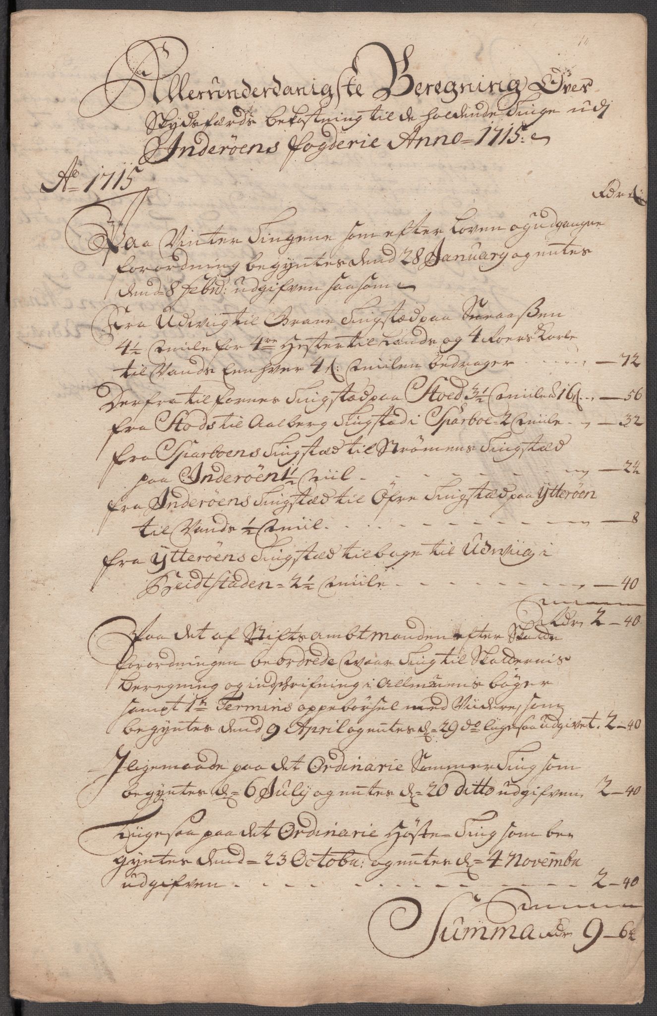 Rentekammeret inntil 1814, Reviderte regnskaper, Fogderegnskap, AV/RA-EA-4092/R63/L4323: Fogderegnskap Inderøy, 1715, p. 393