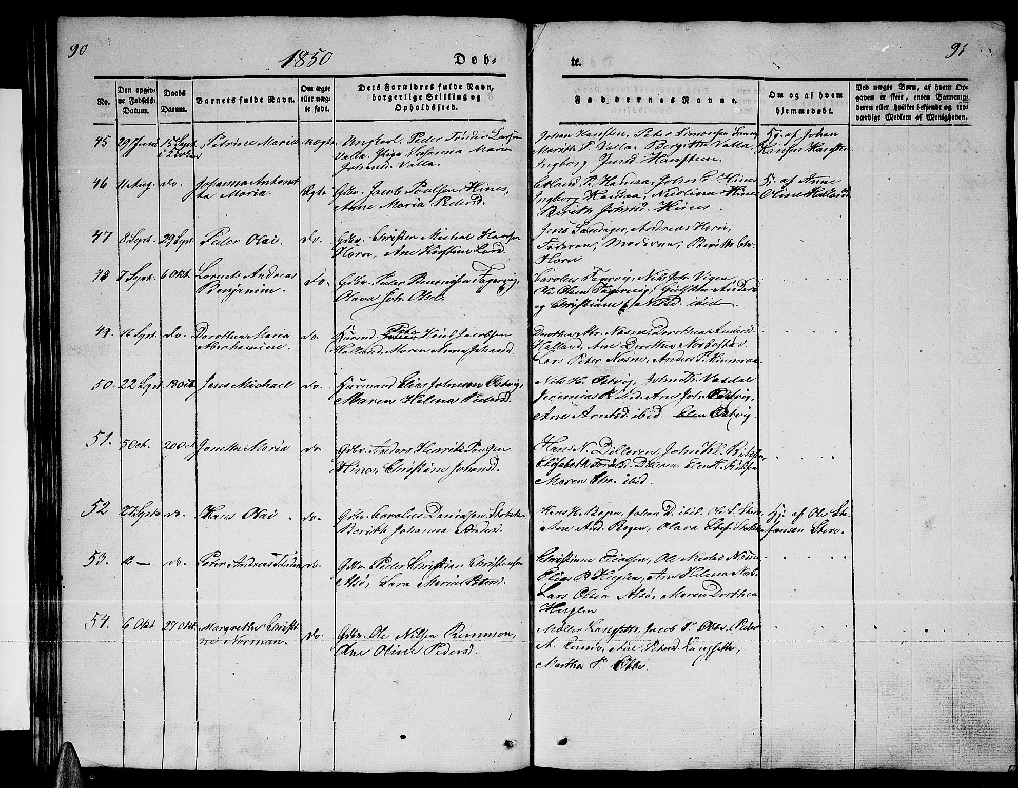 Ministerialprotokoller, klokkerbøker og fødselsregistre - Nordland, AV/SAT-A-1459/838/L0555: Parish register (copy) no. 838C02, 1842-1861, p. 90-91