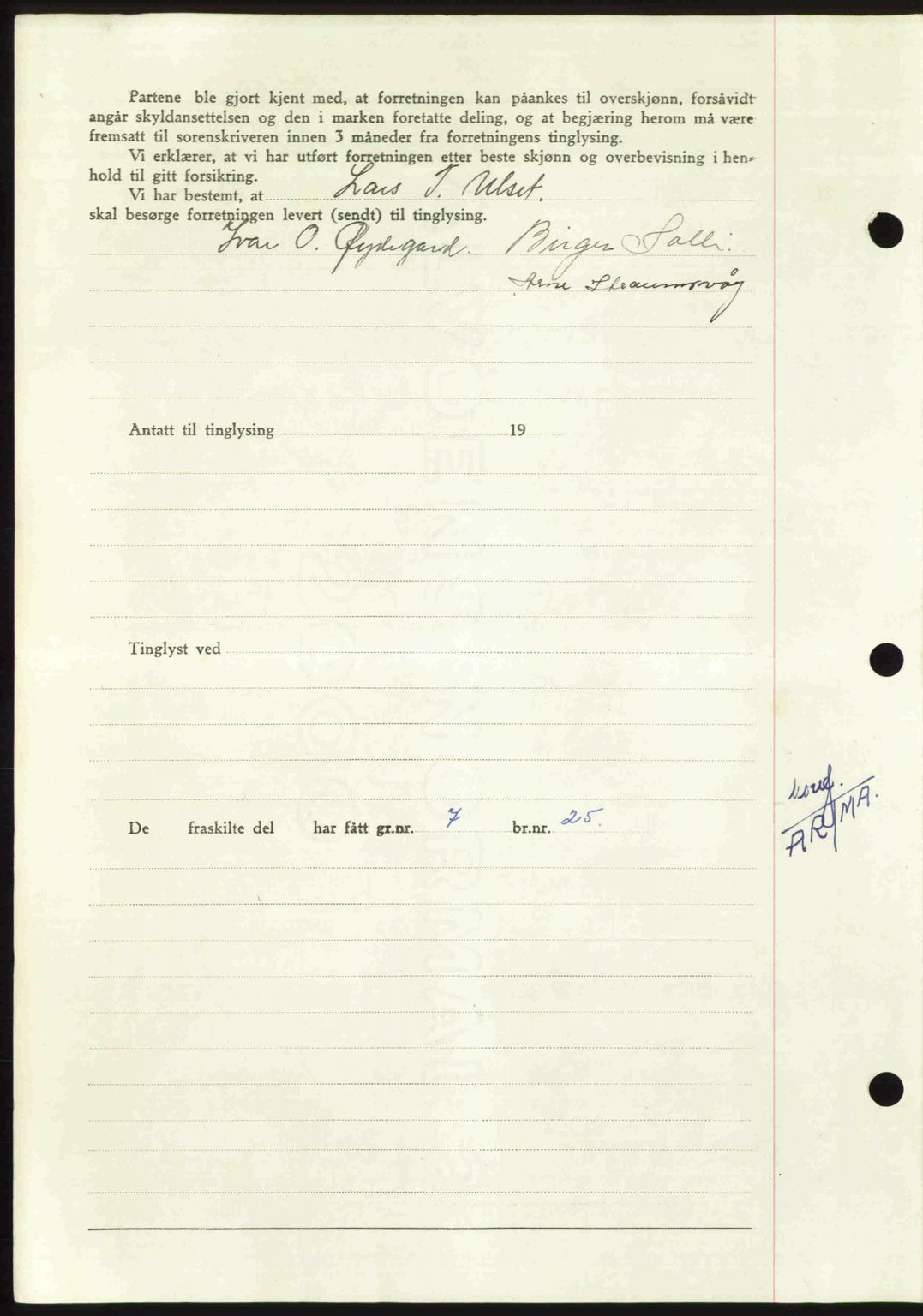 Nordmøre sorenskriveri, AV/SAT-A-4132/1/2/2Ca: Mortgage book no. A112, 1949-1949, Diary no: : 2877/1949