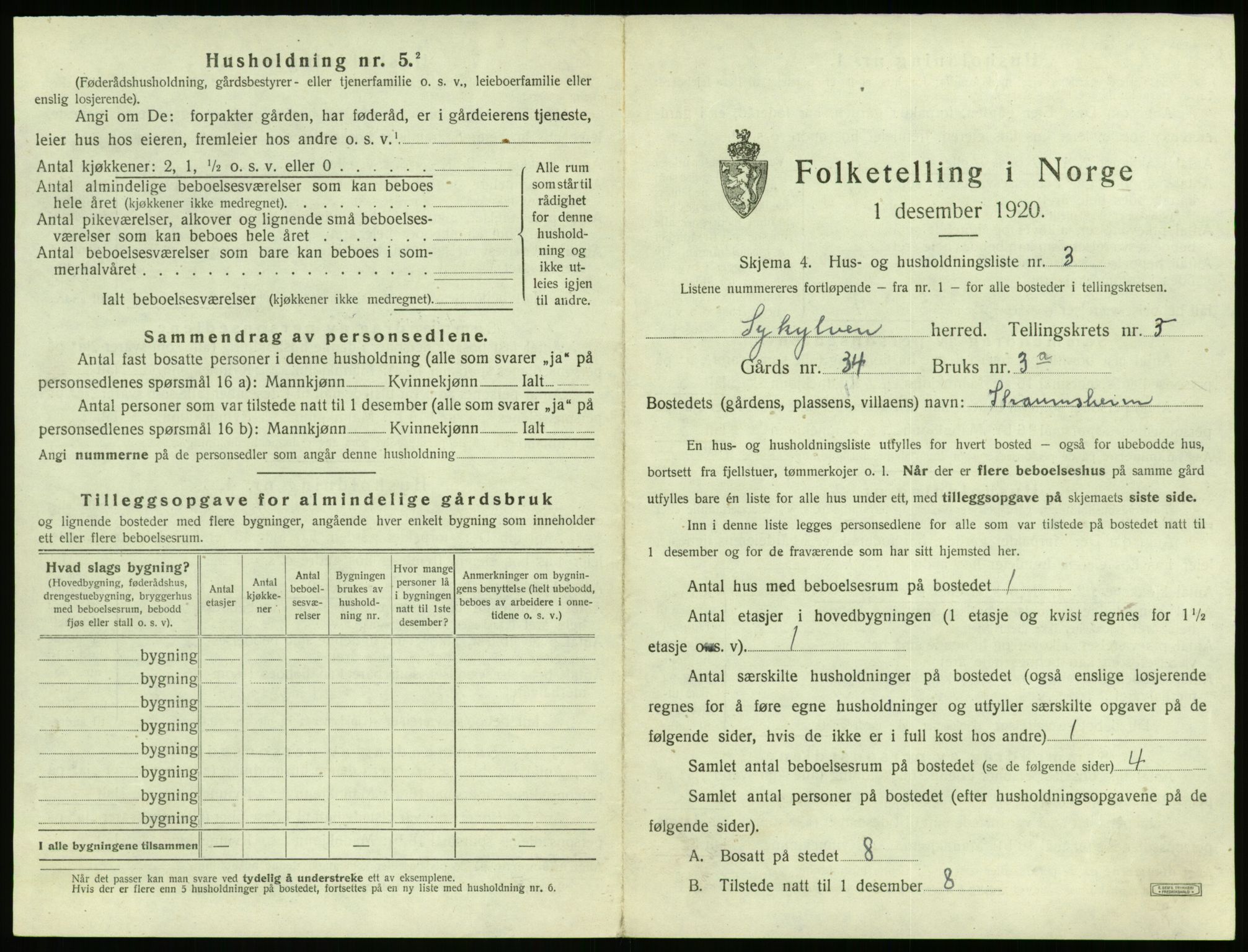 SAT, 1920 census for Sykkylven, 1920, p. 423