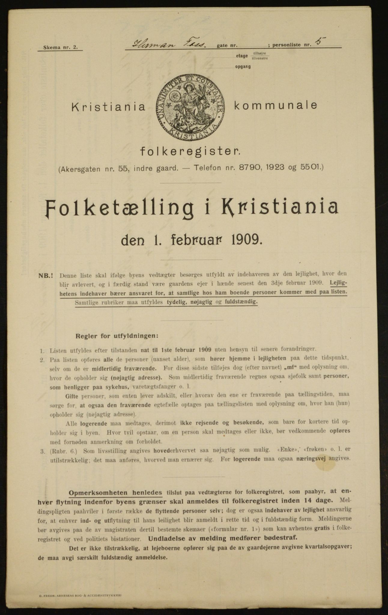 OBA, Municipal Census 1909 for Kristiania, 1909, p. 34984