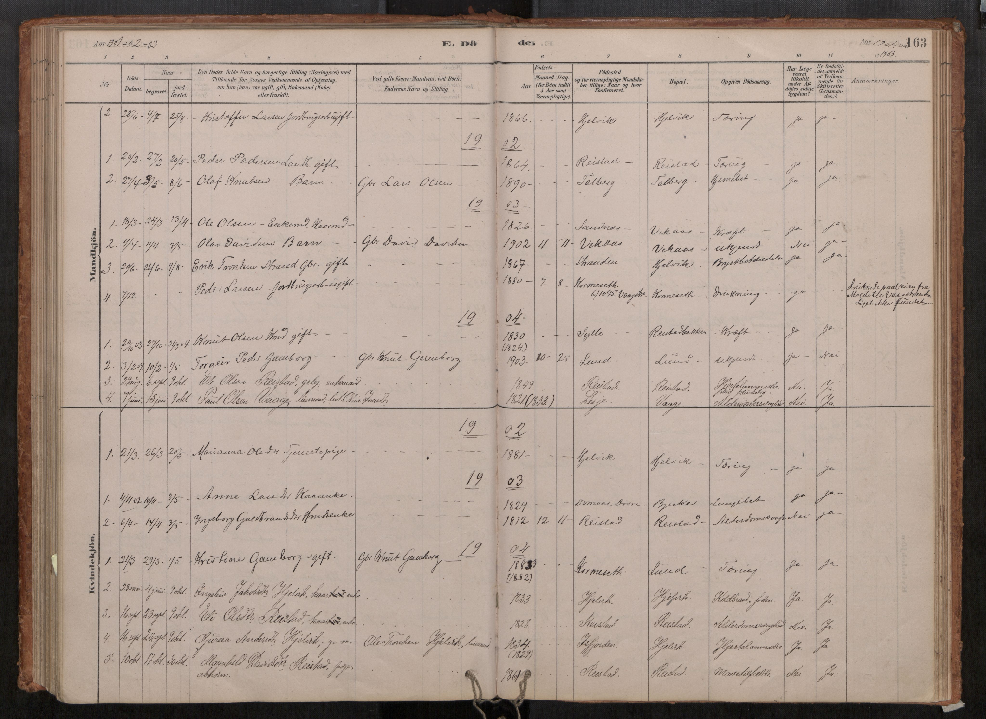 Ministerialprotokoller, klokkerbøker og fødselsregistre - Møre og Romsdal, AV/SAT-A-1454/550/L0621: Parish register (official) no. 550A01, 1878-1915, p. 163