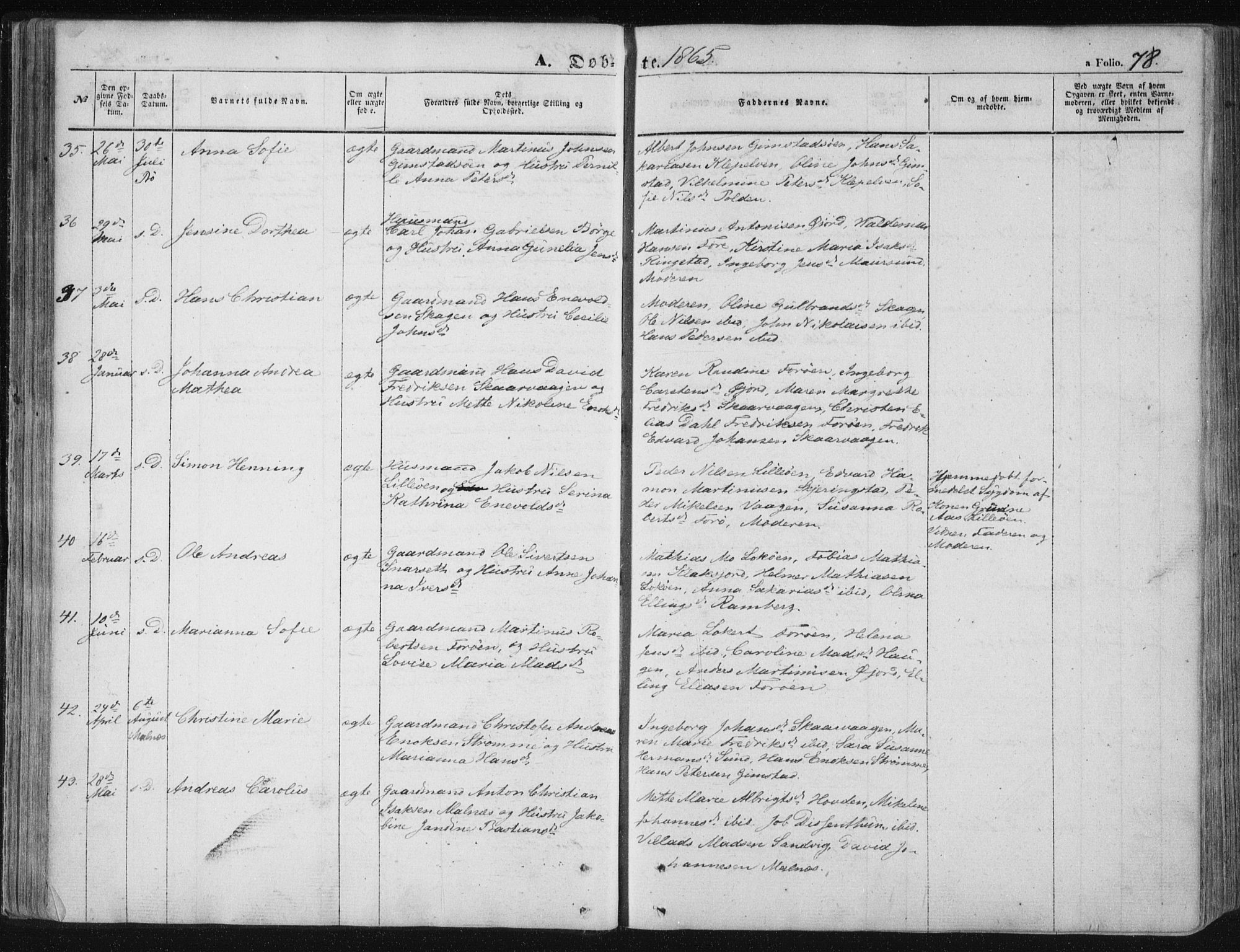 Ministerialprotokoller, klokkerbøker og fødselsregistre - Nordland, AV/SAT-A-1459/891/L1300: Parish register (official) no. 891A05, 1856-1870, p. 78