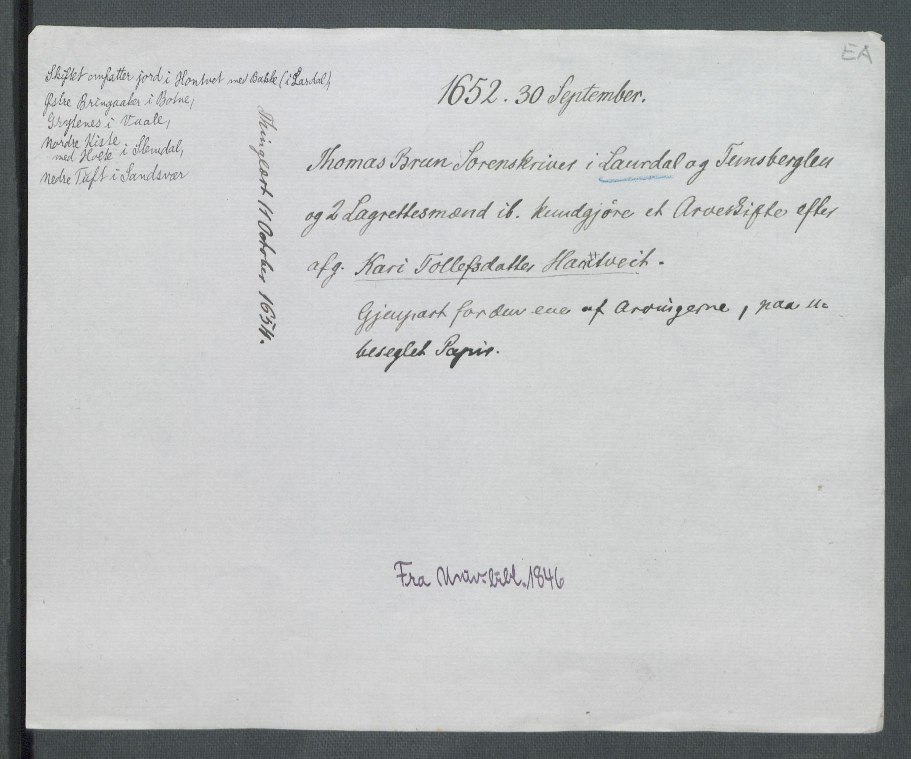 Riksarkivets diplomsamling, AV/RA-EA-5965/F02/L0165: Dokumenter, 1652-1653, p. 90