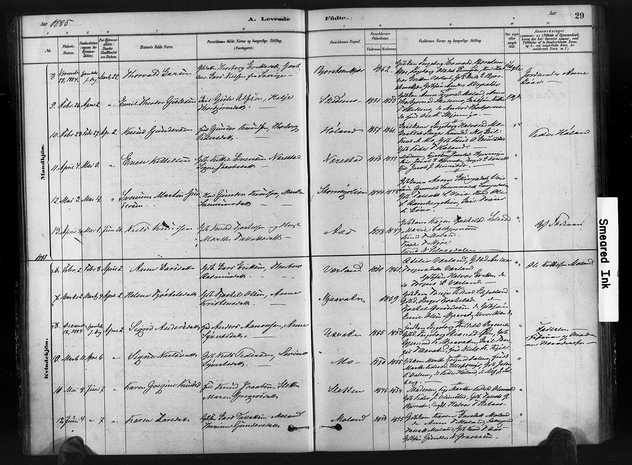 Gjerstad sokneprestkontor, AV/SAK-1111-0014/F/Fa/Fab/L0004: Parish register (official) no. A 4, 1879-1890, p. 29