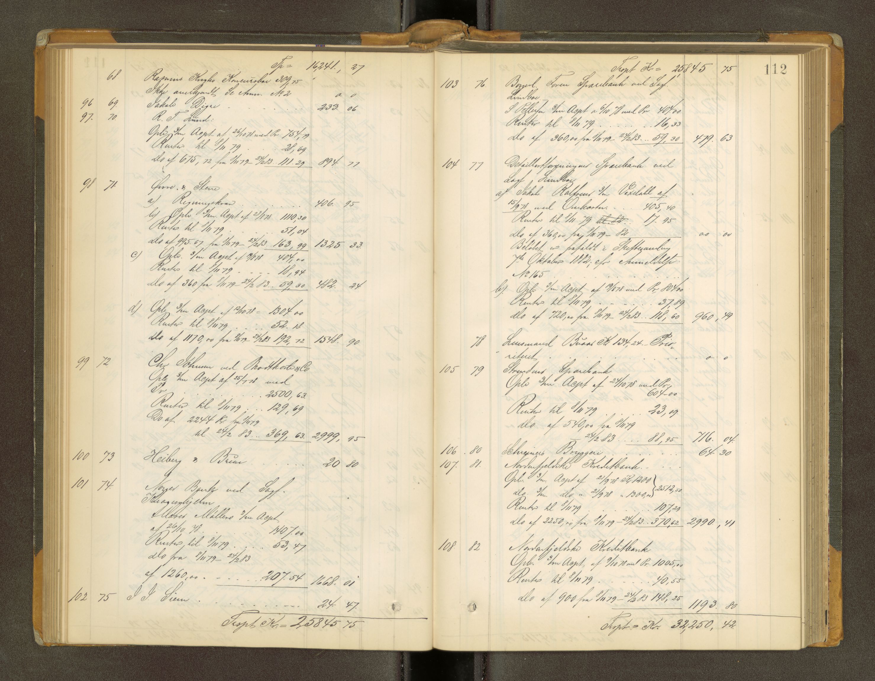 Trondheim byfogd, AV/SAT-A-0003/1/3/3A/L0033: Skifteutlodningsprotokoll - 4/2-7/6. (m/ register), 1882-1884, p. 112