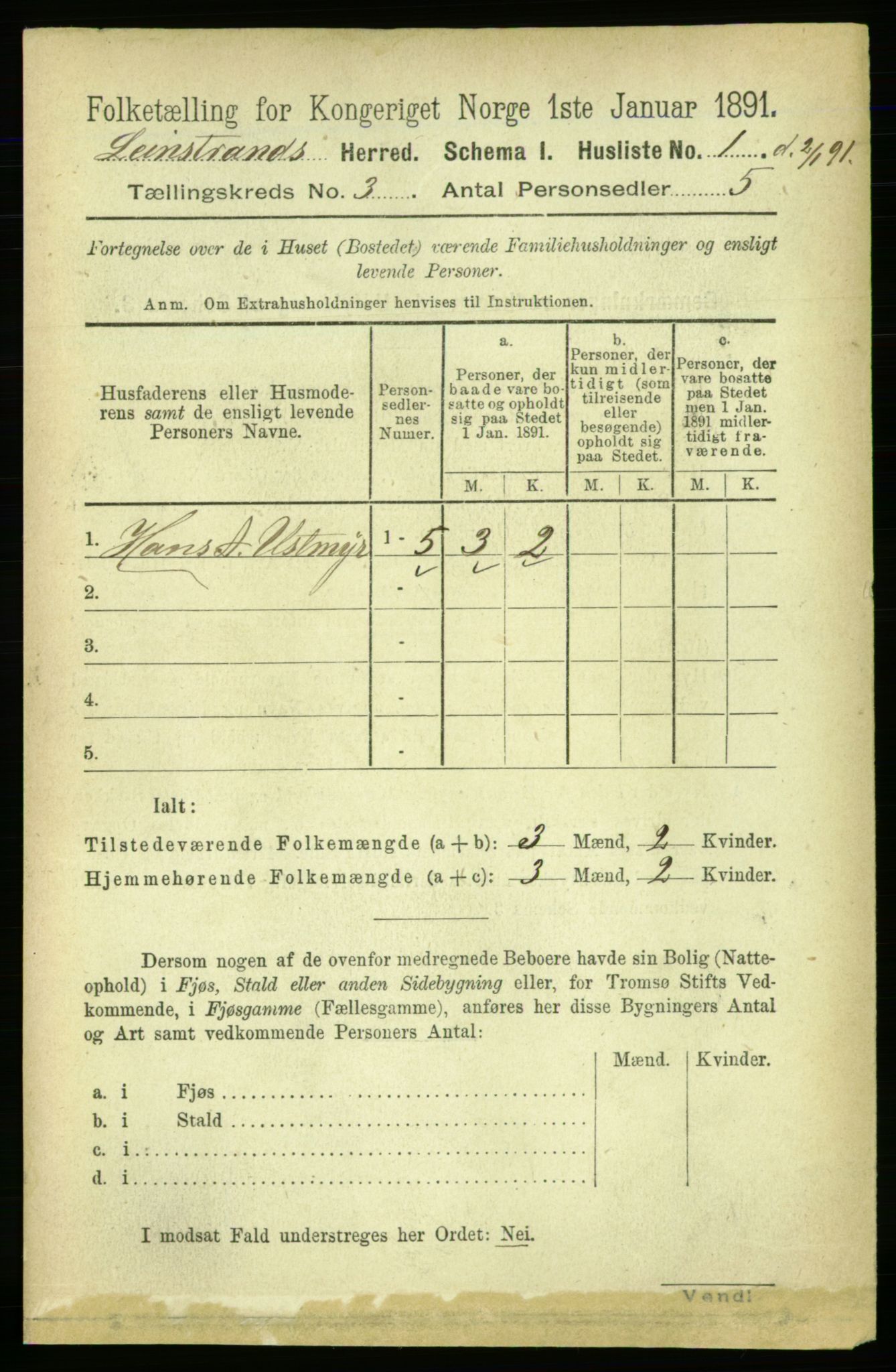 RA, 1891 census for 1654 Leinstrand, 1891, p. 926