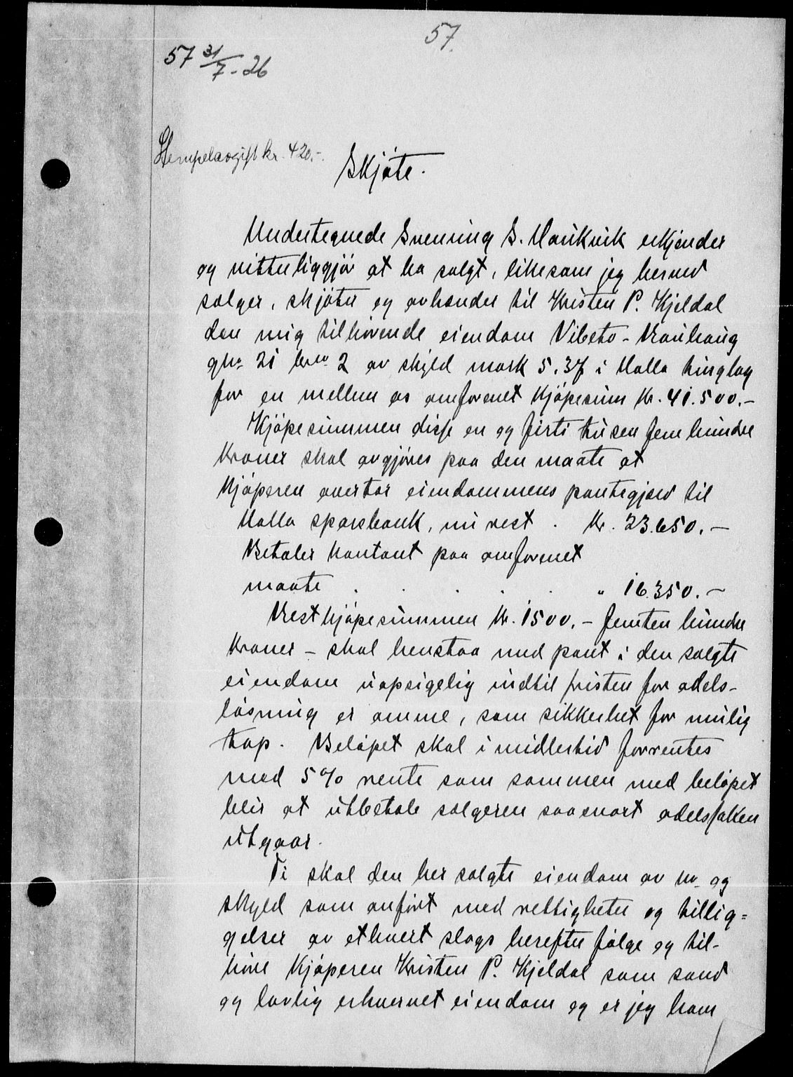 Gjerpen sorenskriveri, SAKO/A-216/G/Ga/Gad/L0048: Mortgage book no. IV 48 og 50-56, 1926-1931, Deed date: 31.07.1926