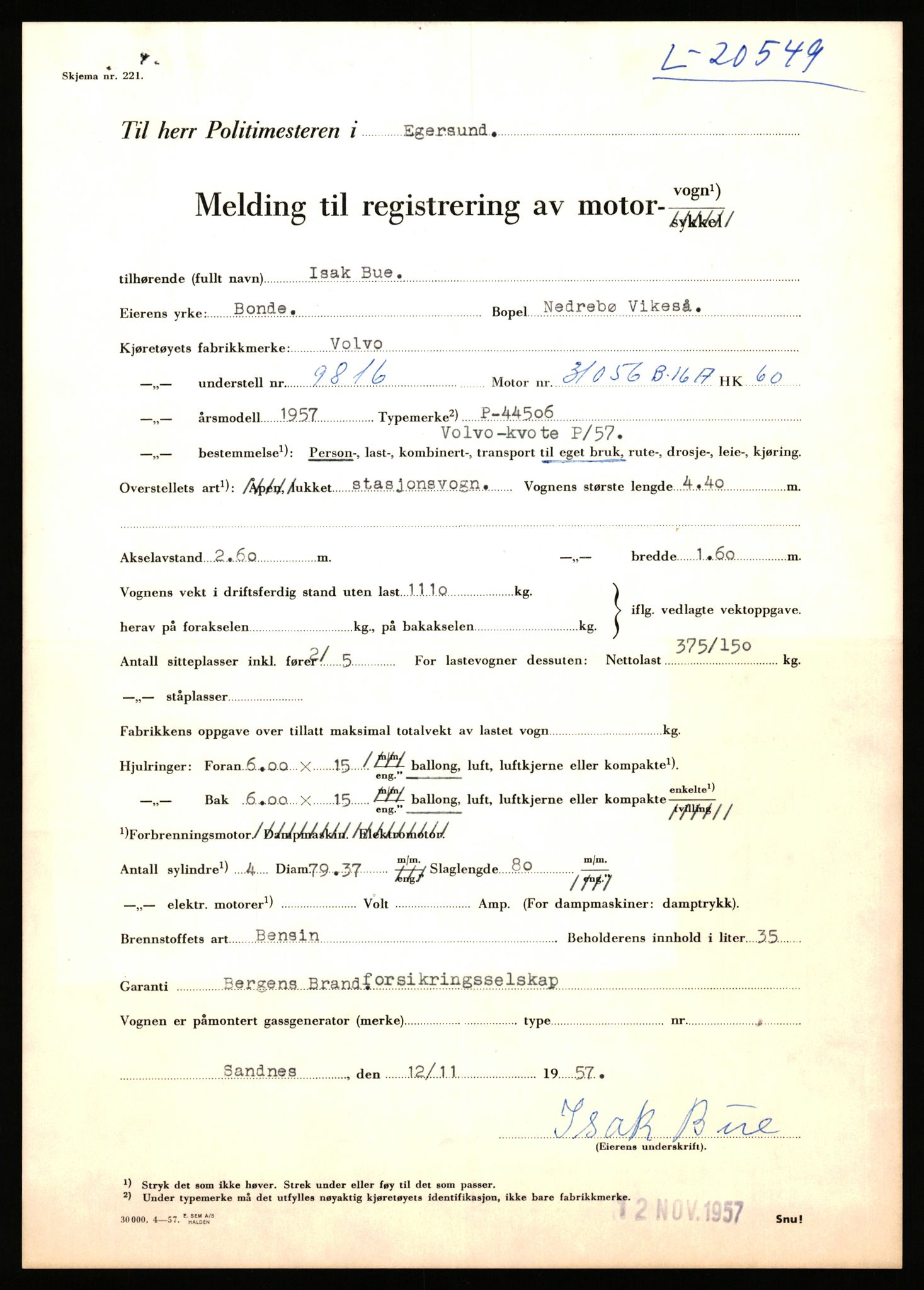 Stavanger trafikkstasjon, AV/SAST-A-101942/0/F/L0037: L-20500 - L-21499, 1930-1971, p. 181