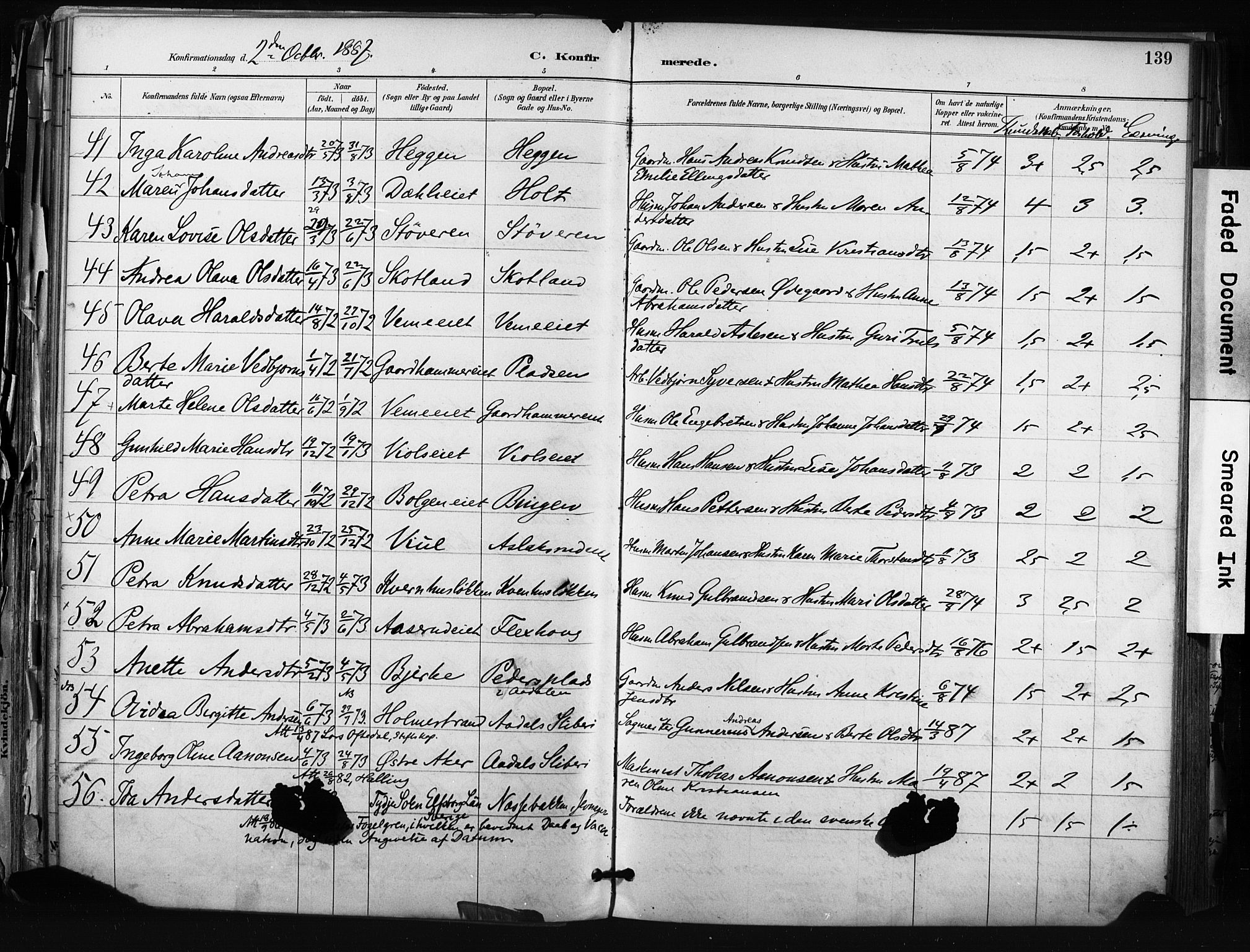 Hønefoss kirkebøker, SAKO/A-609/F/Fa/L0002: Parish register (official) no. 2, 1887-1906, p. 139