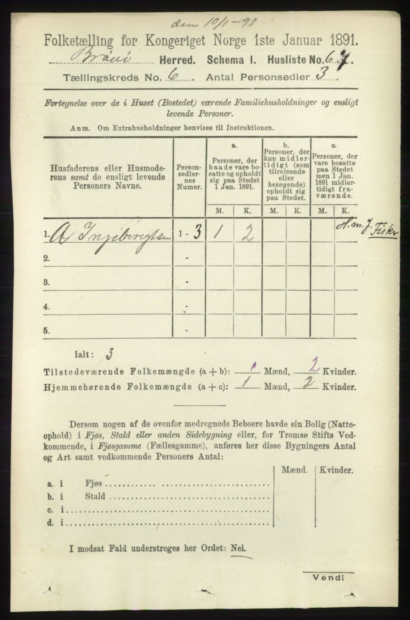 RA, 1891 census for 1814 Brønnøy, 1891, p. 3247