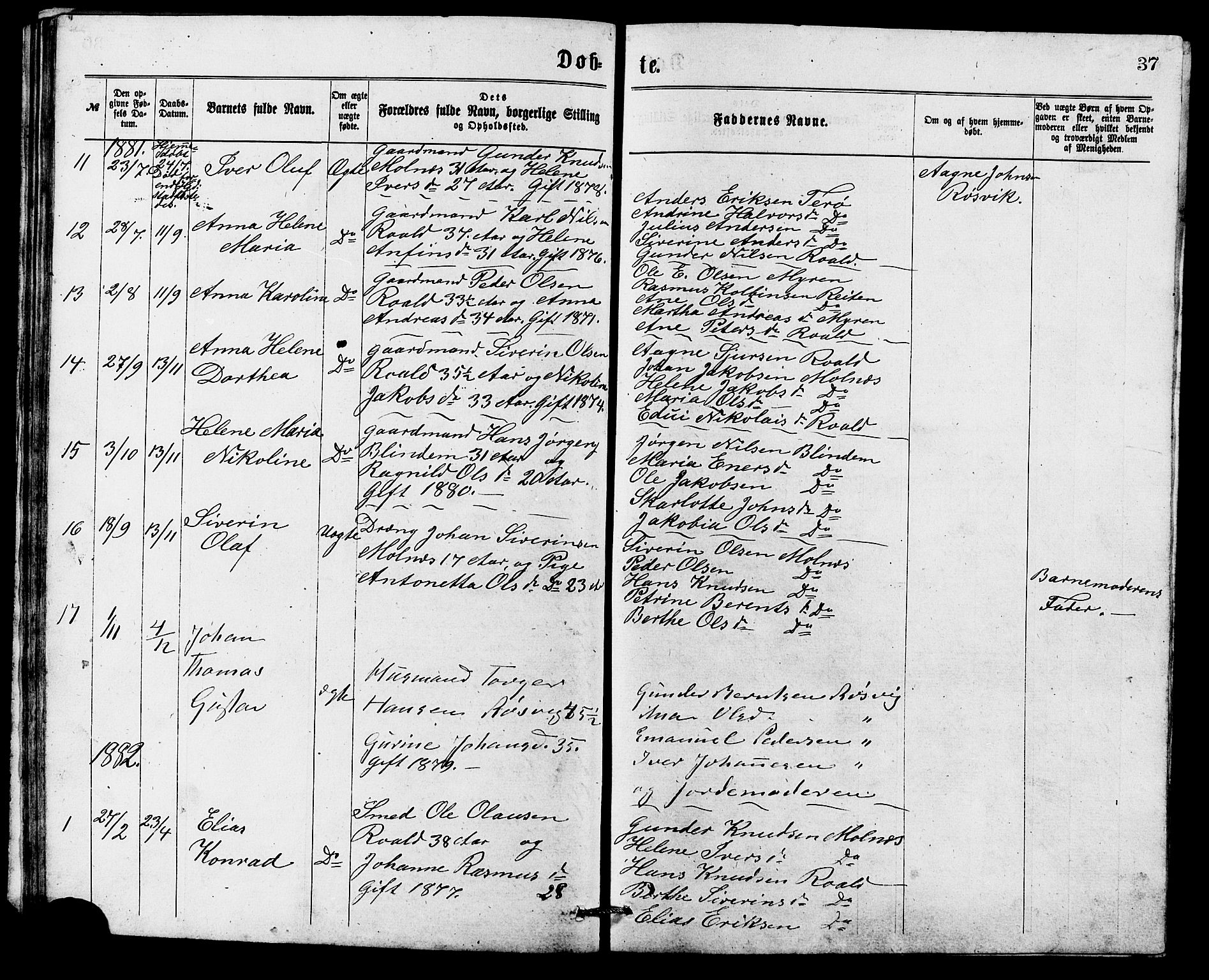 Ministerialprotokoller, klokkerbøker og fødselsregistre - Møre og Romsdal, AV/SAT-A-1454/537/L0521: Parish register (copy) no. 537C02, 1869-1888, p. 37