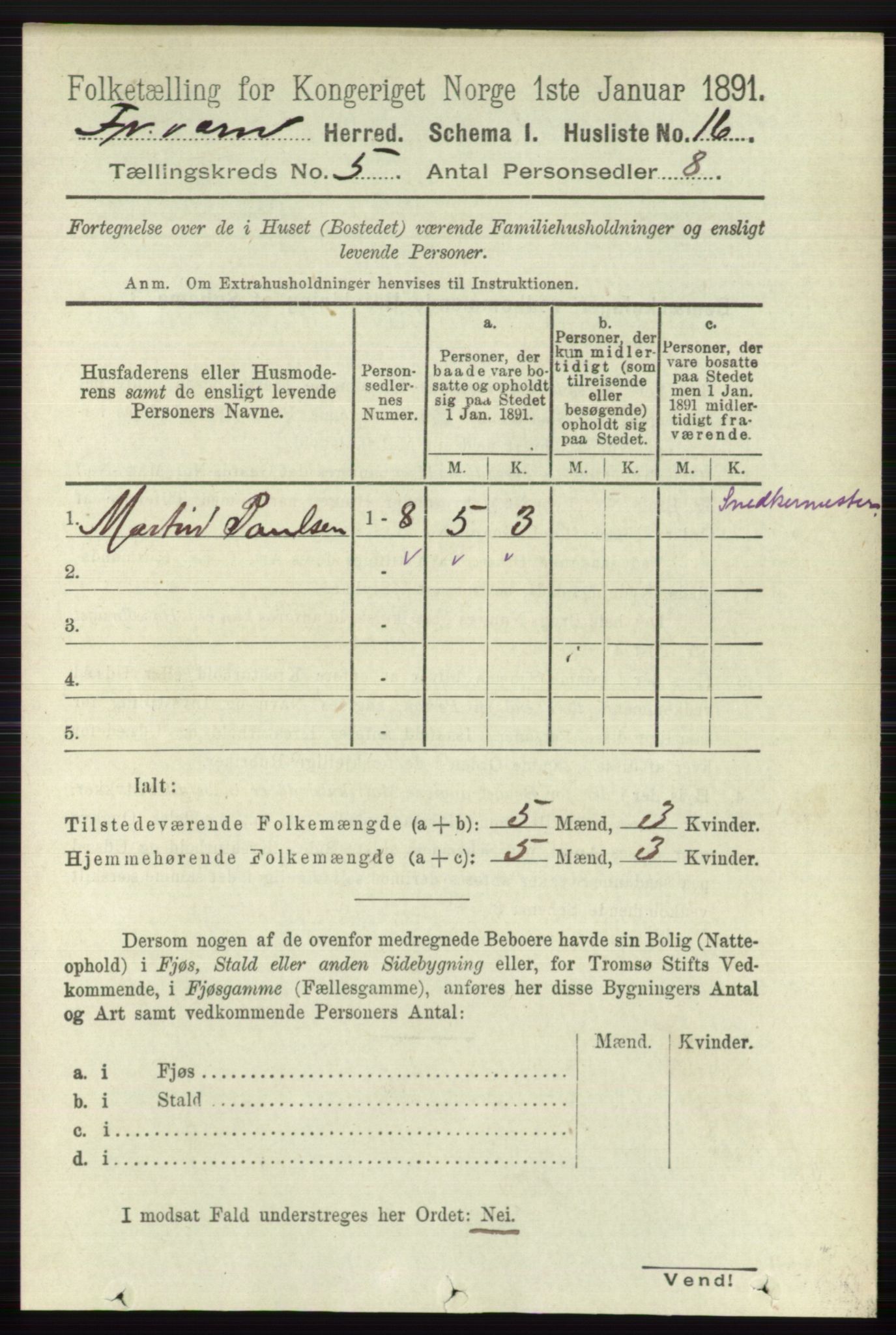 RA, 1891 census for 0798 Fredriksvern, 1891, p. 991