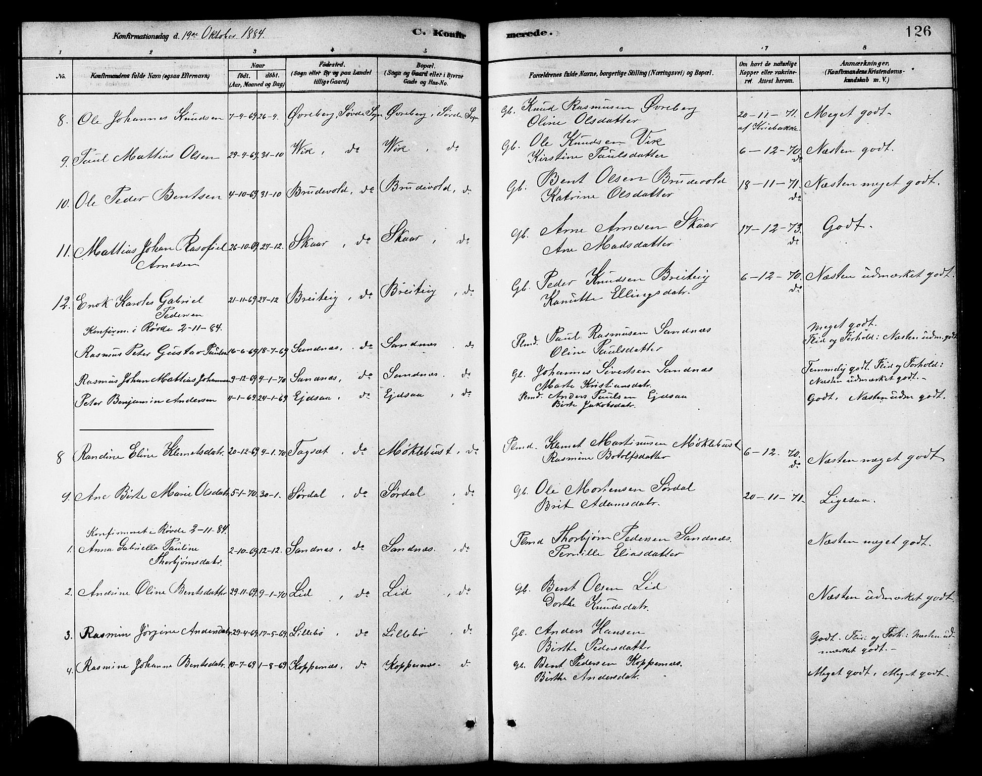 Ministerialprotokoller, klokkerbøker og fødselsregistre - Møre og Romsdal, AV/SAT-A-1454/502/L0027: Parish register (copy) no. 502C01, 1878-1908, p. 126