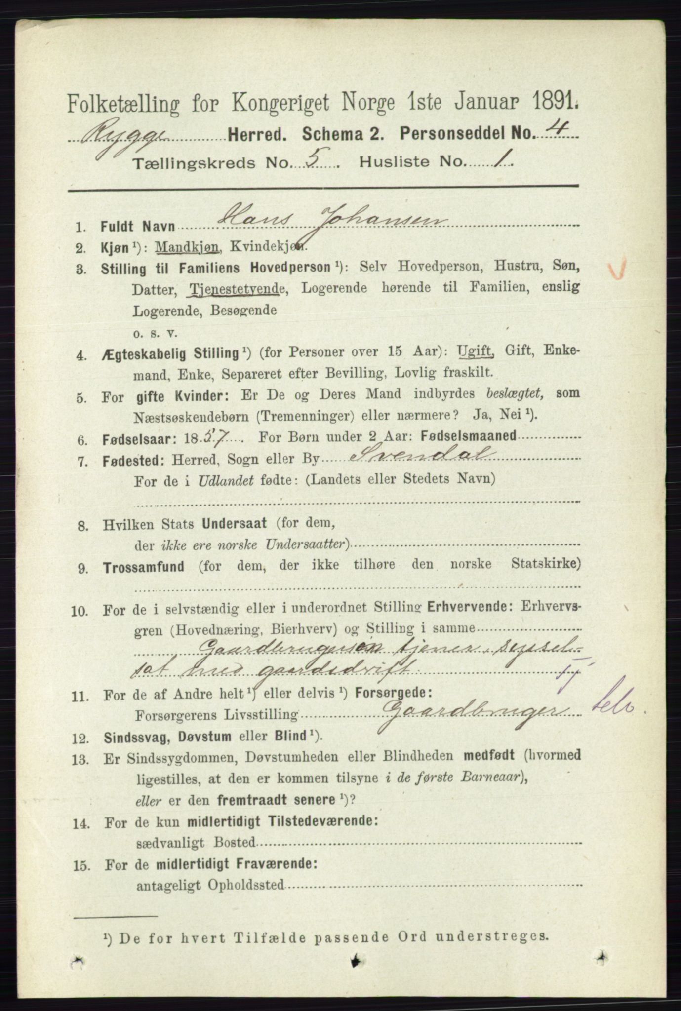 RA, 1891 census for 0136 Rygge, 1891, p. 2835