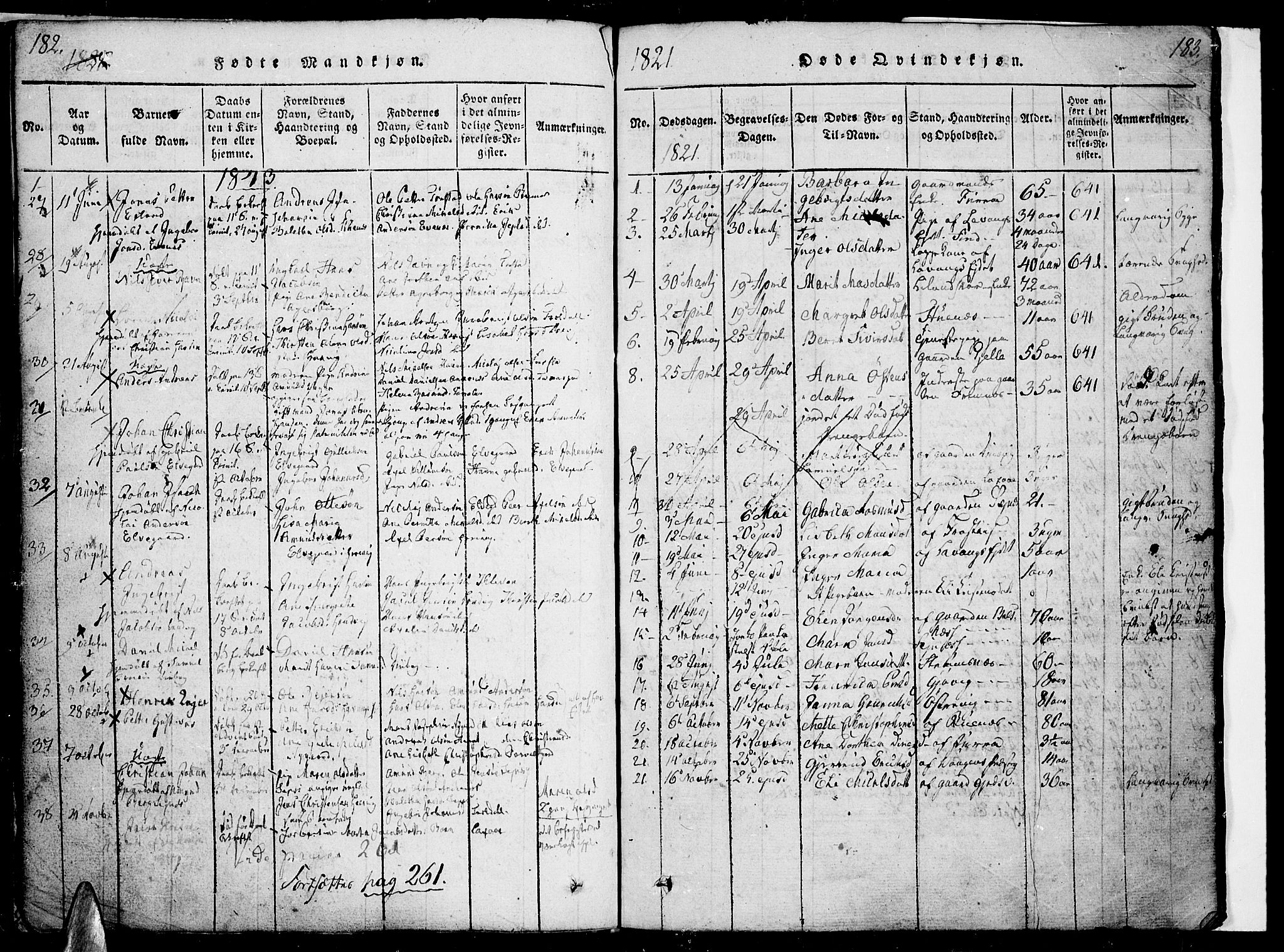 Ministerialprotokoller, klokkerbøker og fødselsregistre - Nordland, SAT/A-1459/863/L0894: Parish register (official) no. 863A06, 1821-1851, p. 182-183