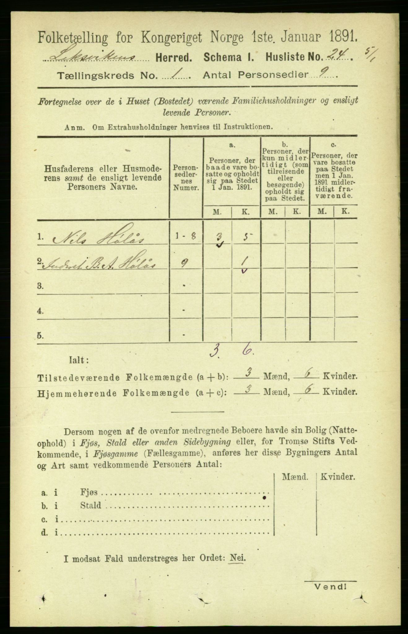 RA, 1891 census for 1718 Leksvik, 1891, p. 44