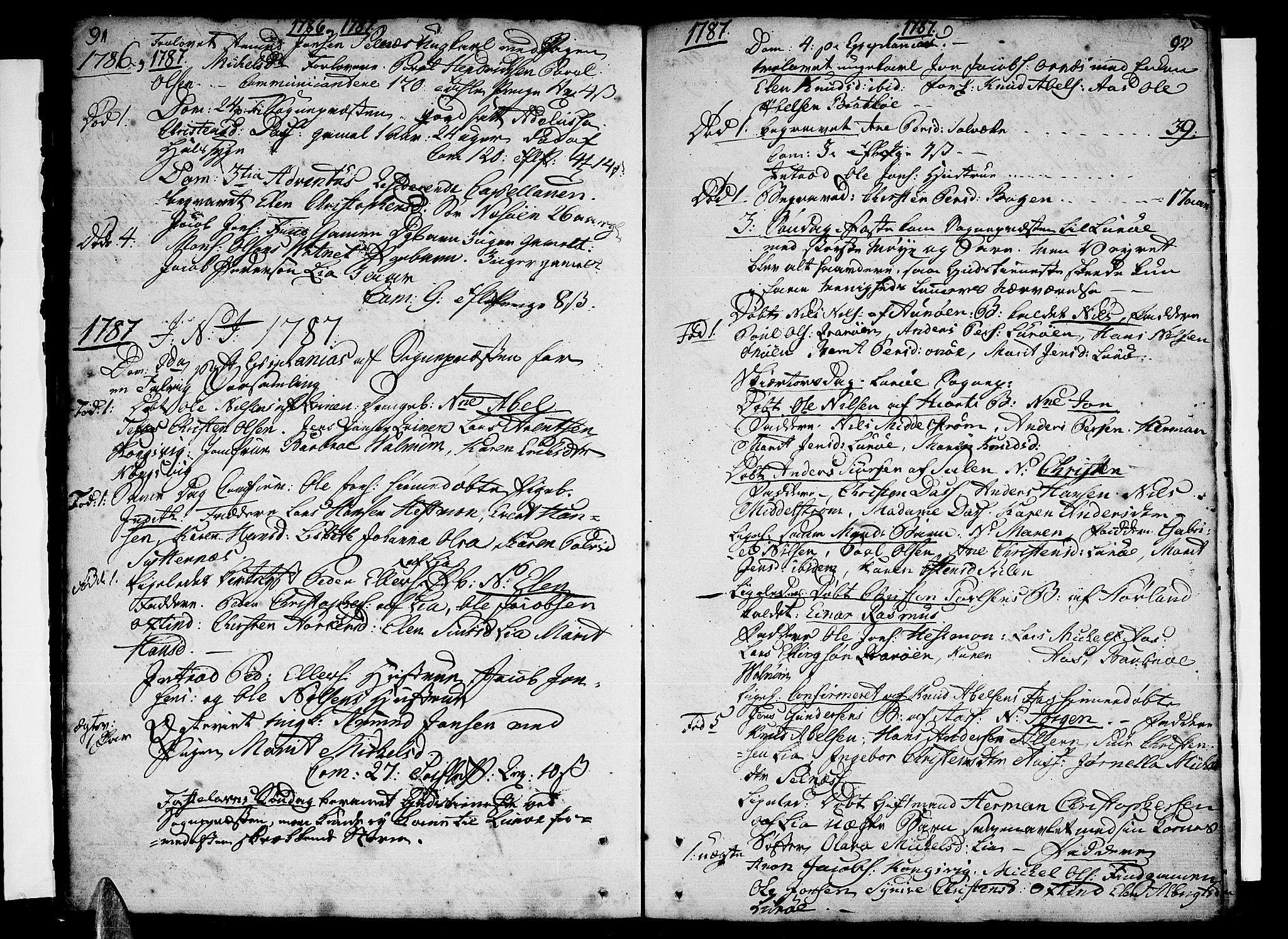 Ministerialprotokoller, klokkerbøker og fødselsregistre - Nordland, SAT/A-1459/839/L0563: Parish register (official) no. 839A01 /1, 1767-1824, p. 91-92