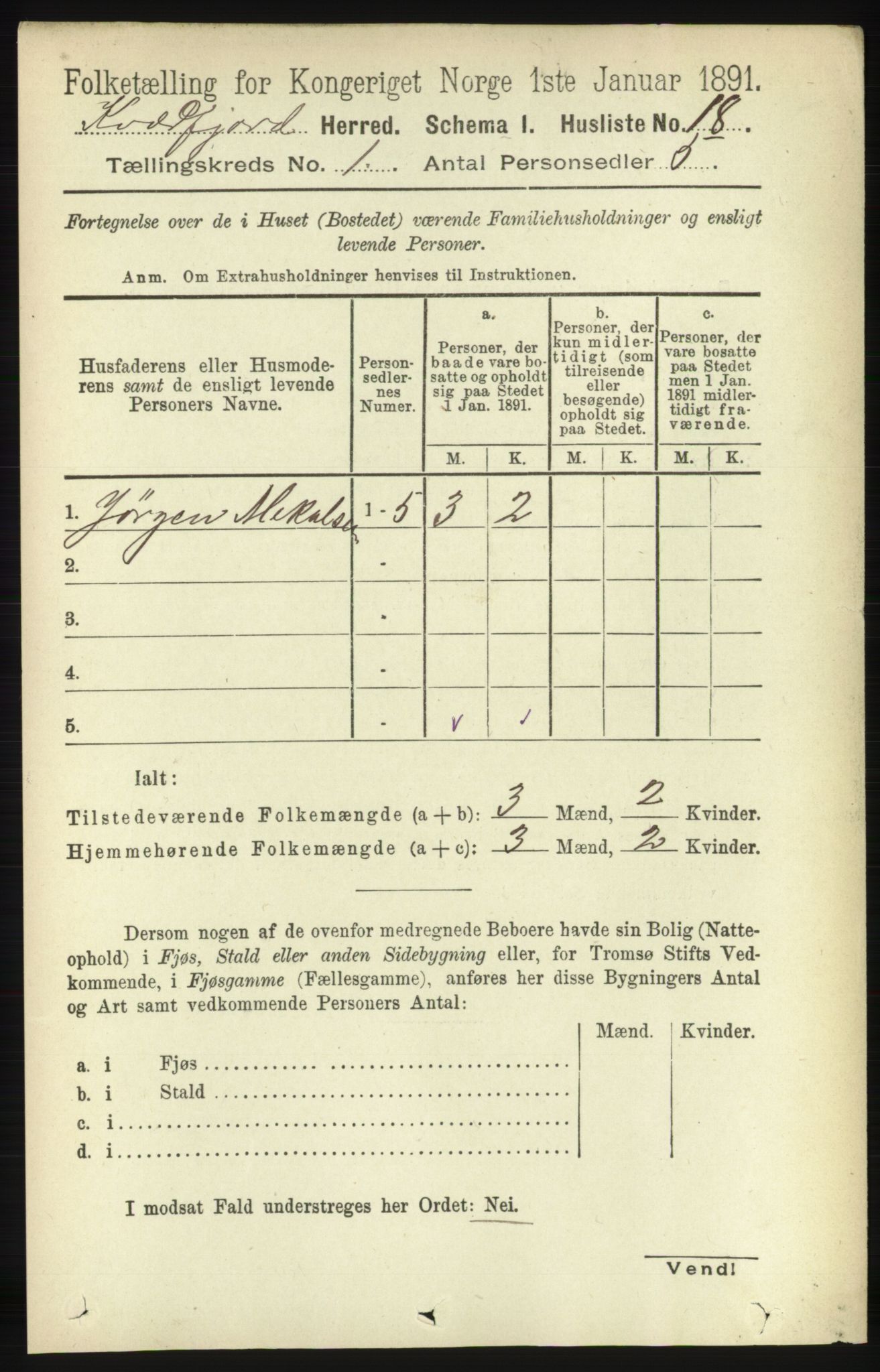 RA, 1891 census for 1911 Kvæfjord, 1891, p. 38