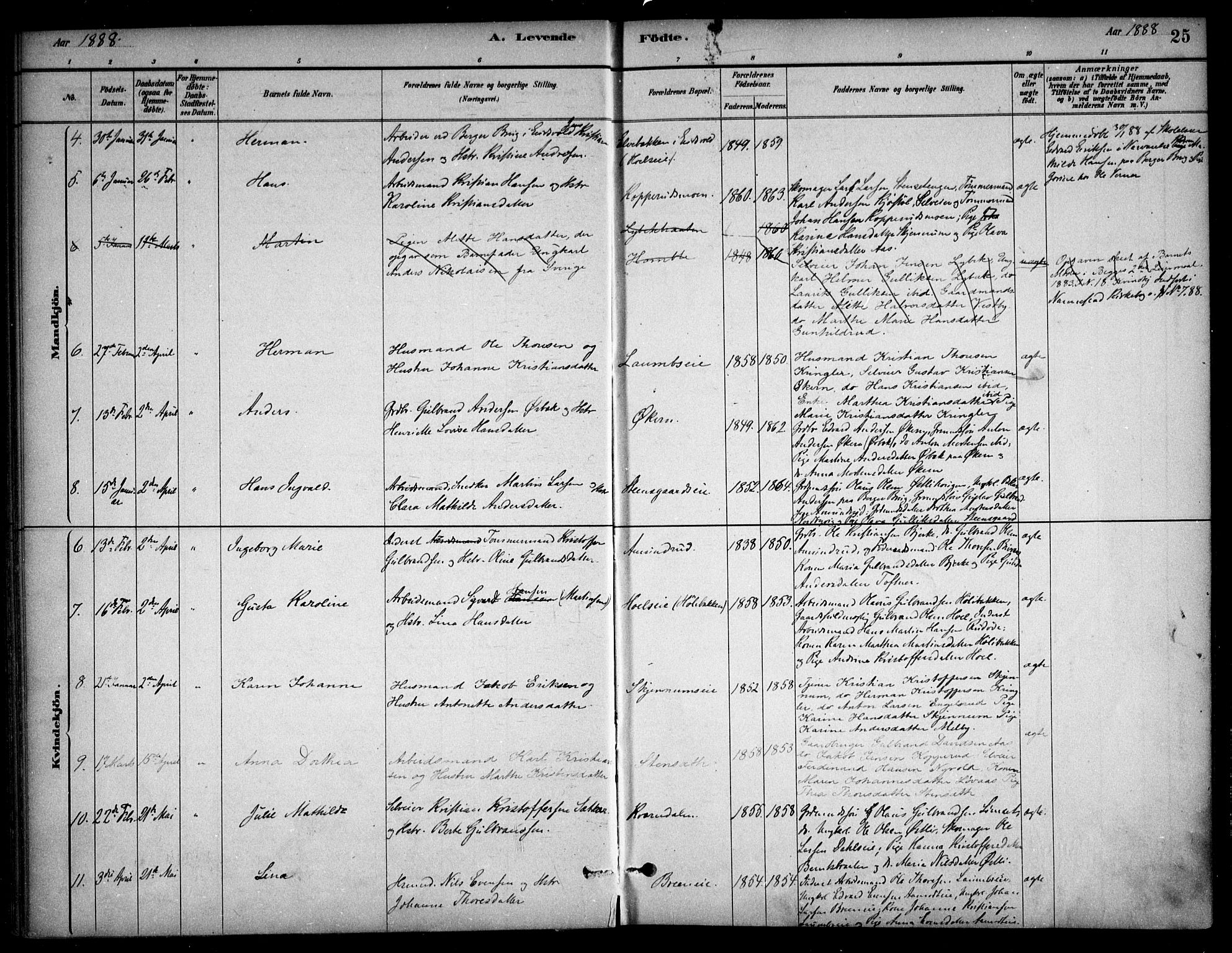 Nannestad prestekontor Kirkebøker, AV/SAO-A-10414a/F/Fc/L0001: Parish register (official) no. III 1, 1881-1892, p. 25