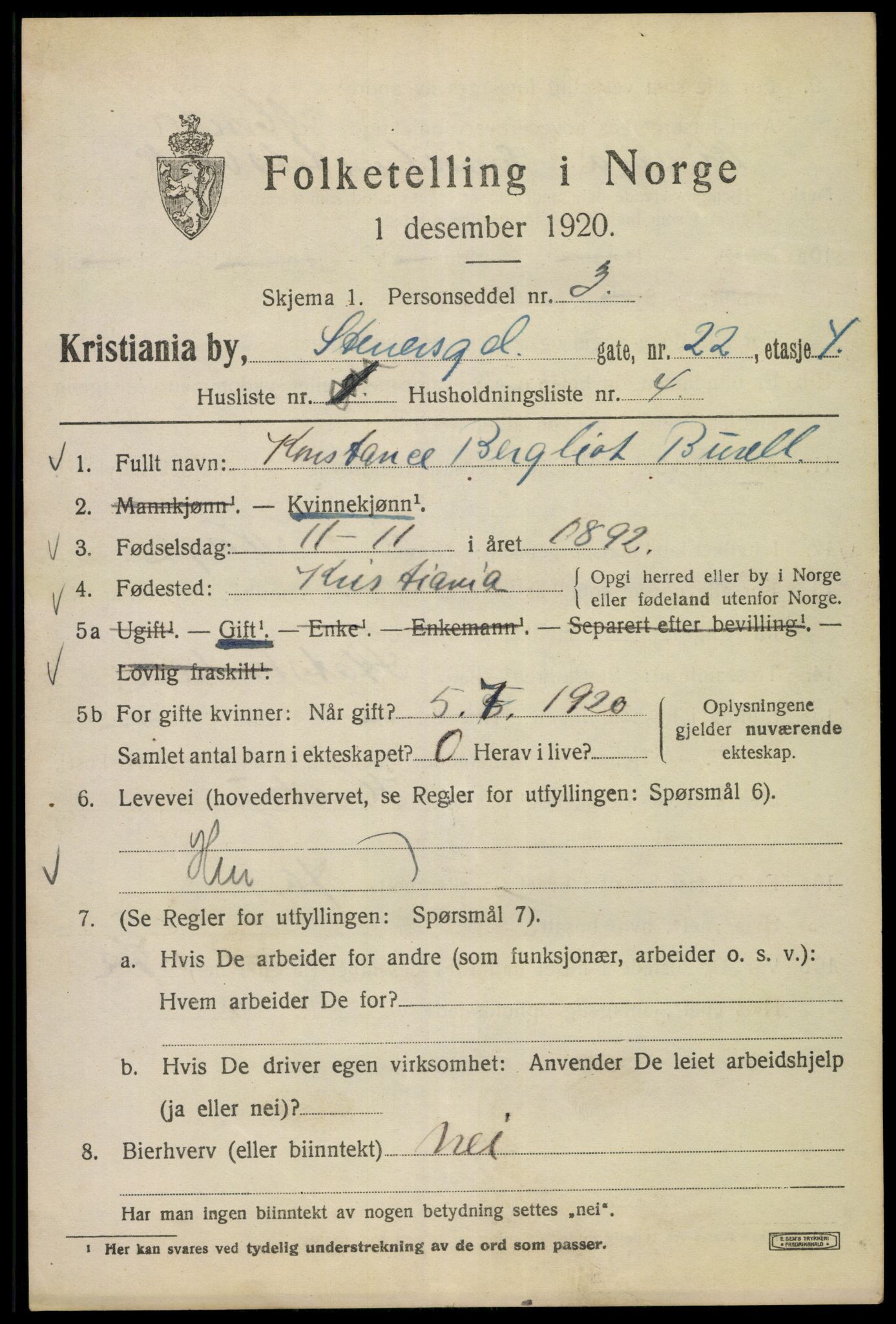 SAO, 1920 census for Kristiania, 1920, p. 539931