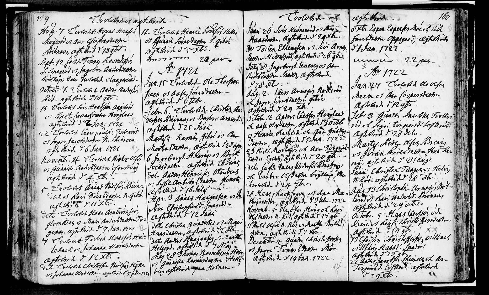 Nøtterøy kirkebøker, SAKO/A-354/F/Fa/L0001: Parish register (official) no. I 1, 1686-1738, p. 159-160