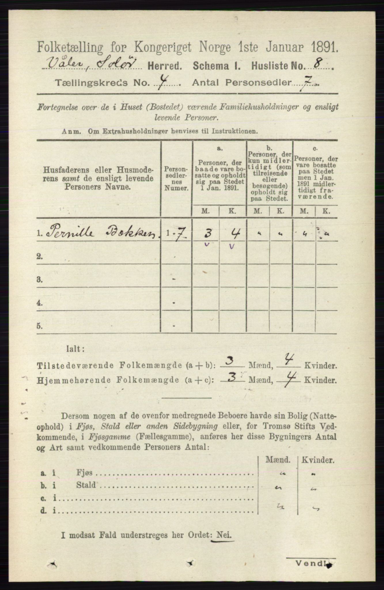 RA, 1891 census for 0426 Våler, 1891, p. 1413