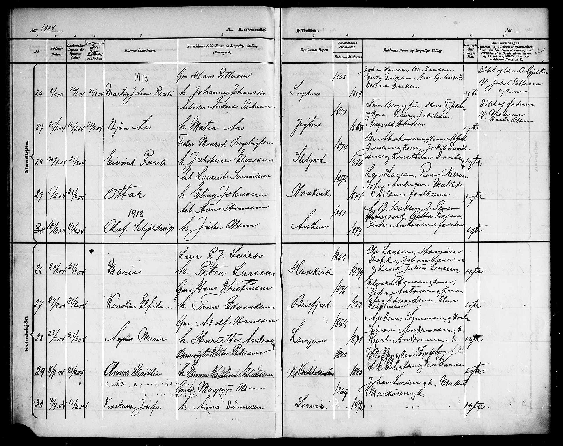 Ministerialprotokoller, klokkerbøker og fødselsregistre - Nordland, AV/SAT-A-1459/866/L0953: Parish register (copy) no. 866C02, 1900-1905