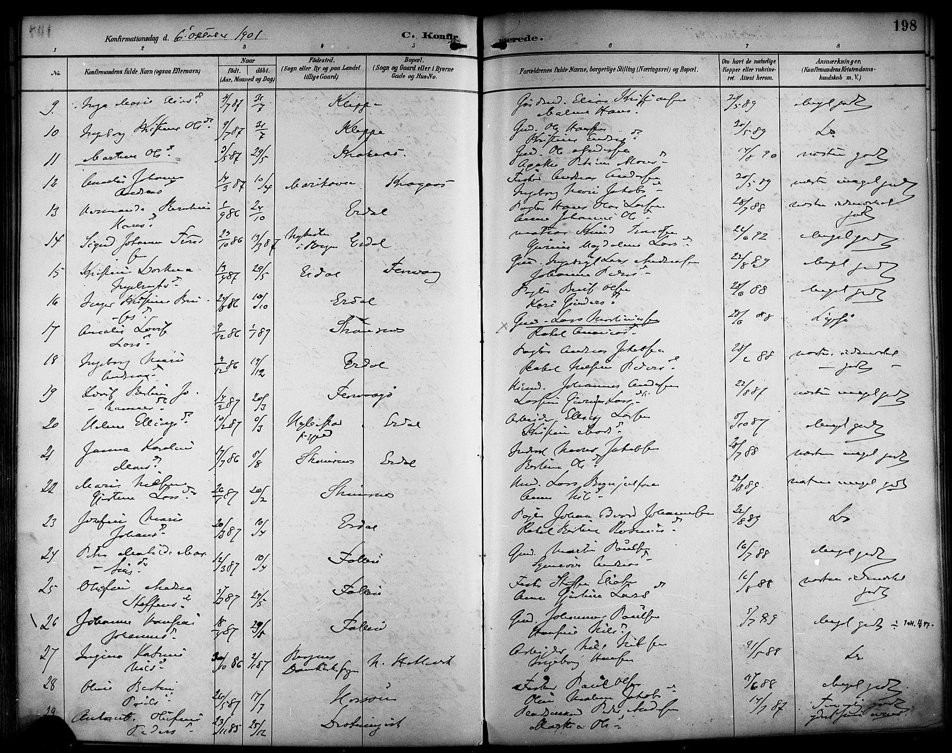 Askøy Sokneprestembete, AV/SAB-A-74101/H/Ha/Haa/Haab/L0002: Parish register (official) no. B 2, 1889-1902, p. 198