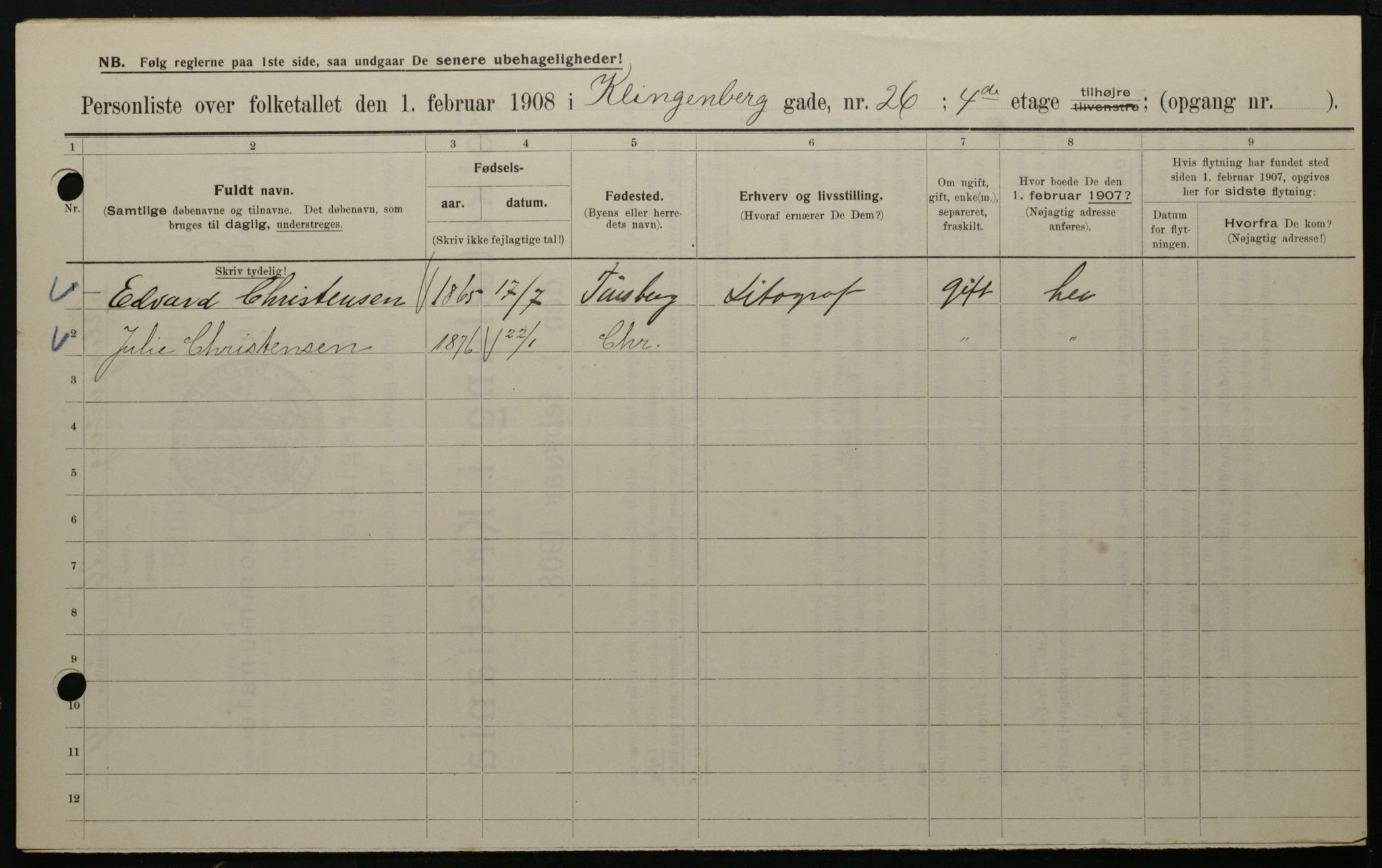 OBA, Municipal Census 1908 for Kristiania, 1908, p. 46548