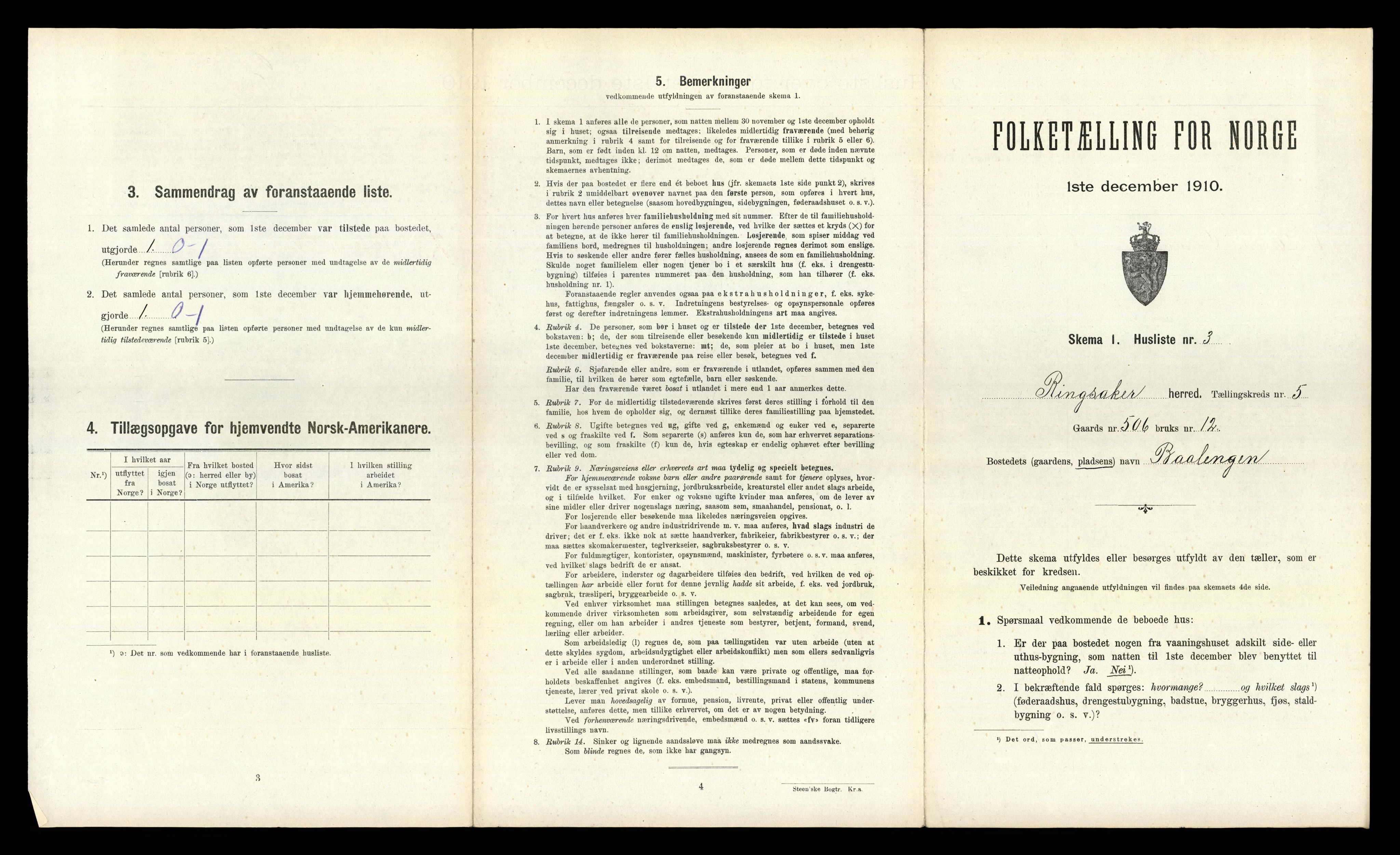 RA, 1910 census for Ringsaker, 1910, p. 655
