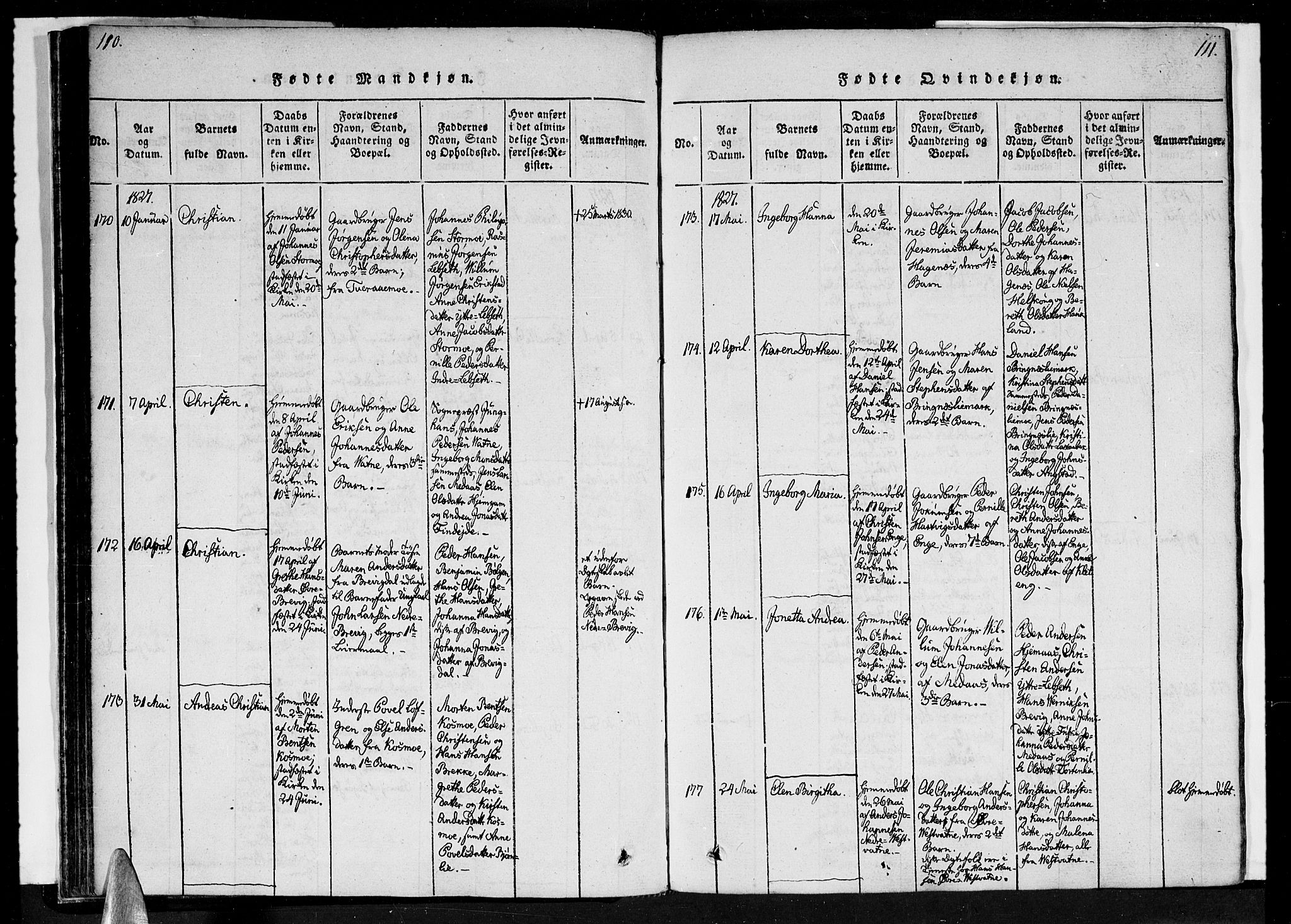 Ministerialprotokoller, klokkerbøker og fødselsregistre - Nordland, SAT/A-1459/852/L0736: Parish register (official) no. 852A06, 1820-1833, p. 110-111