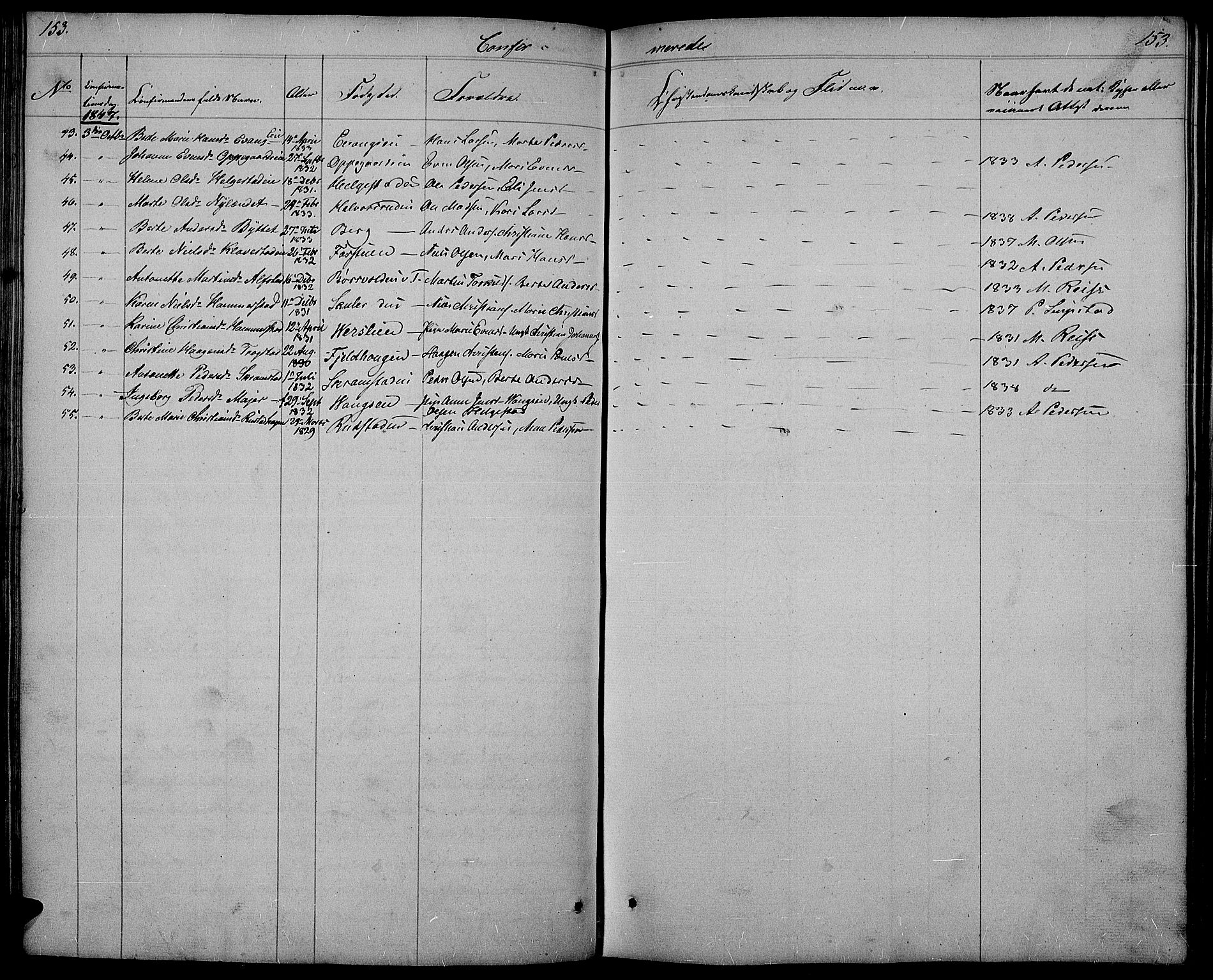 Østre Toten prestekontor, SAH/PREST-104/H/Ha/Hab/L0002: Parish register (copy) no. 2, 1840-1847, p. 153