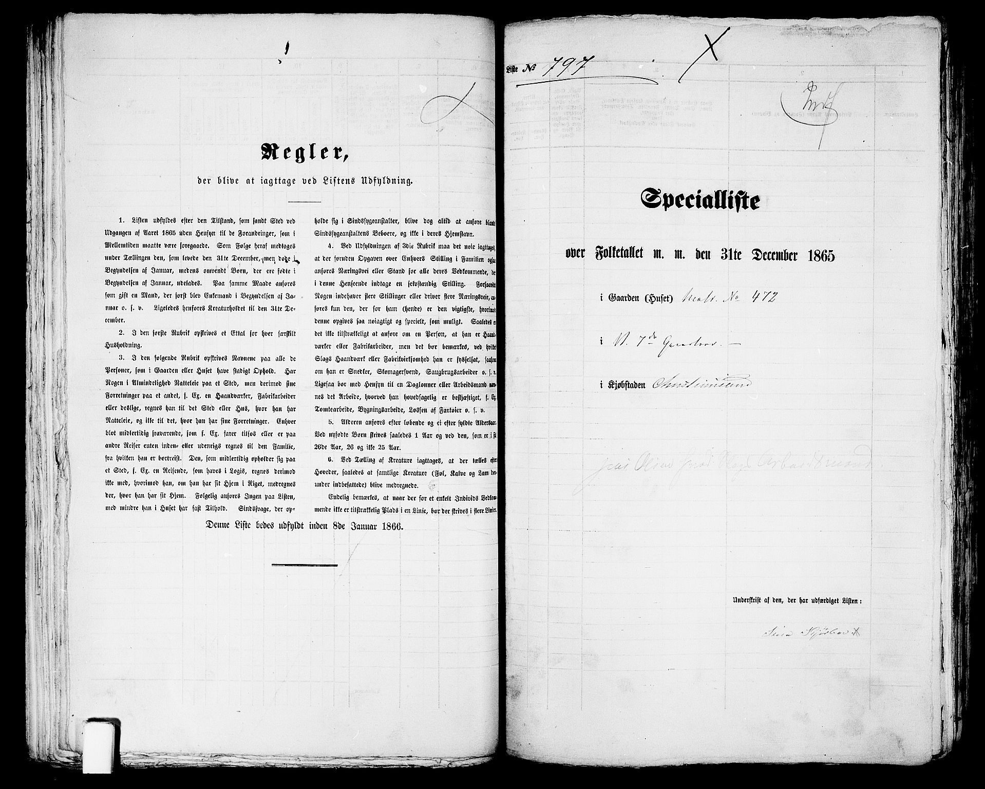 RA, 1865 census for Kristiansand, 1865, p. 1632