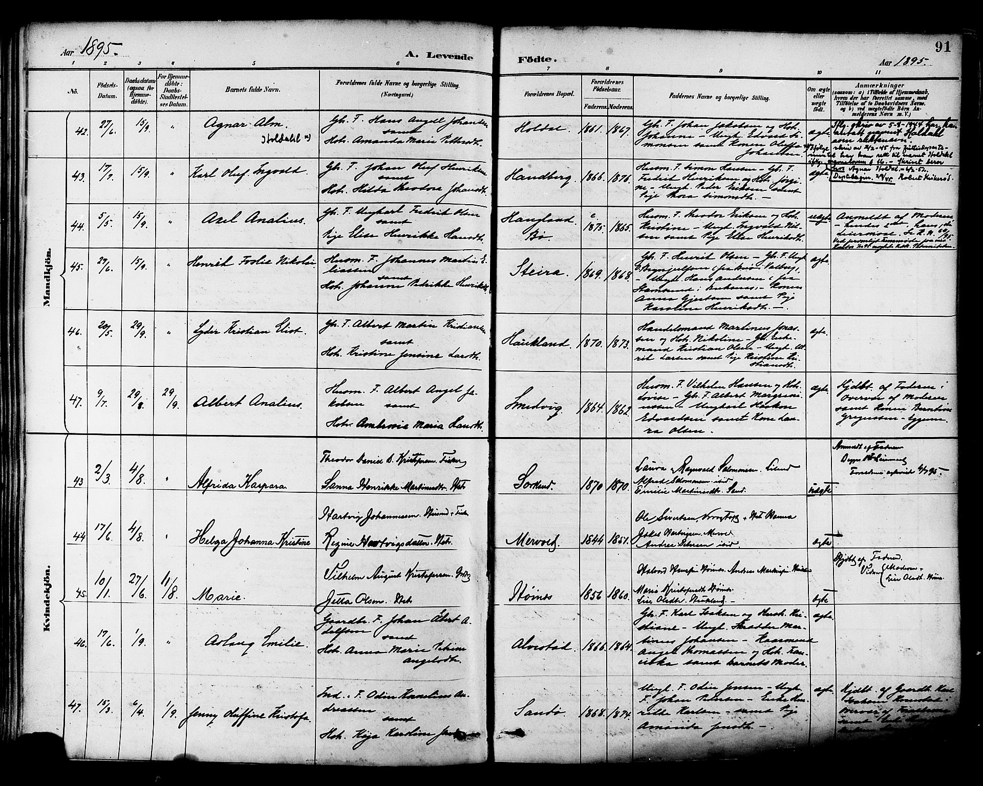 Ministerialprotokoller, klokkerbøker og fødselsregistre - Nordland, AV/SAT-A-1459/880/L1133: Parish register (official) no. 880A07, 1888-1898, p. 91