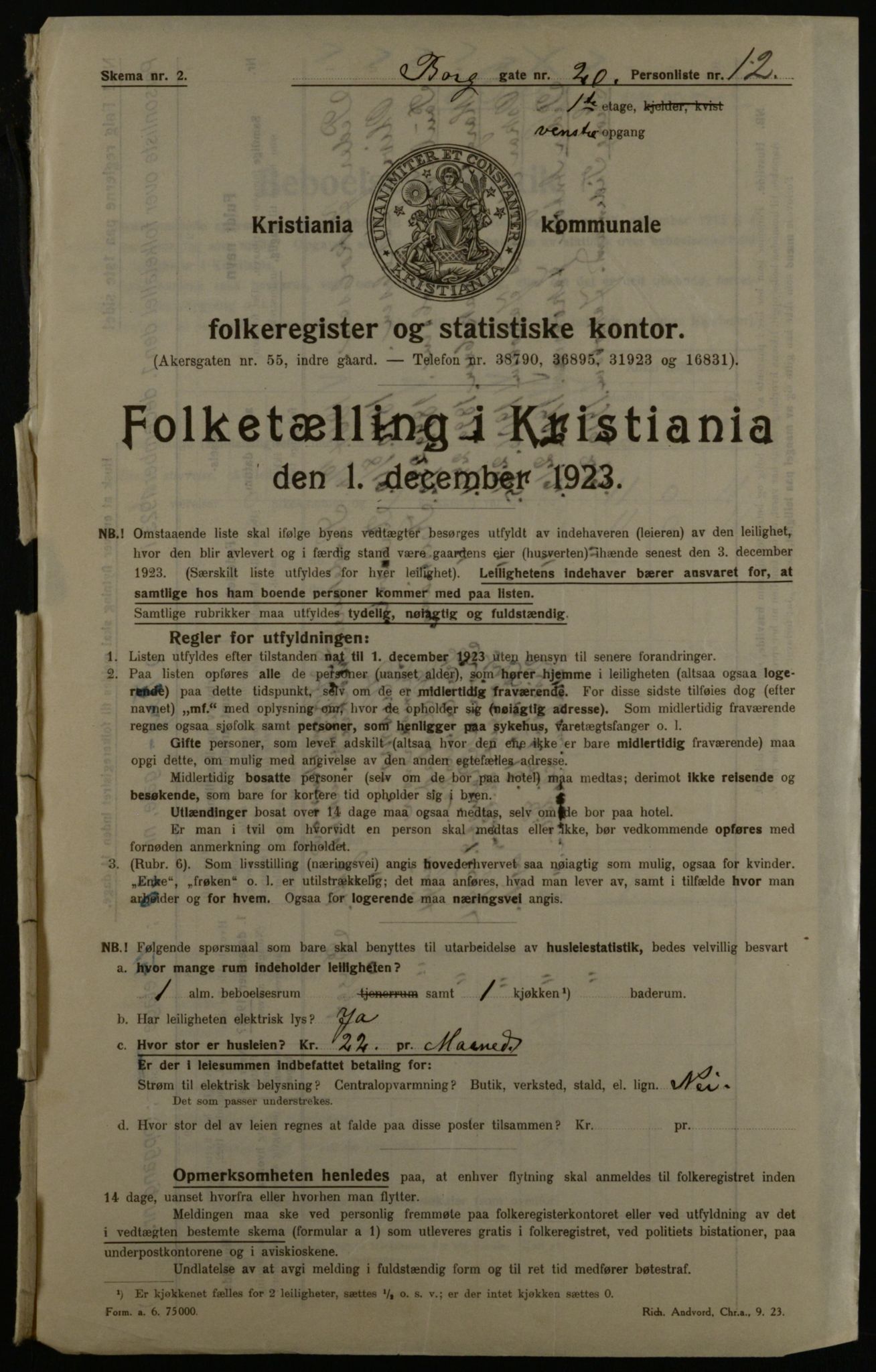 OBA, Municipal Census 1923 for Kristiania, 1923, p. 9144