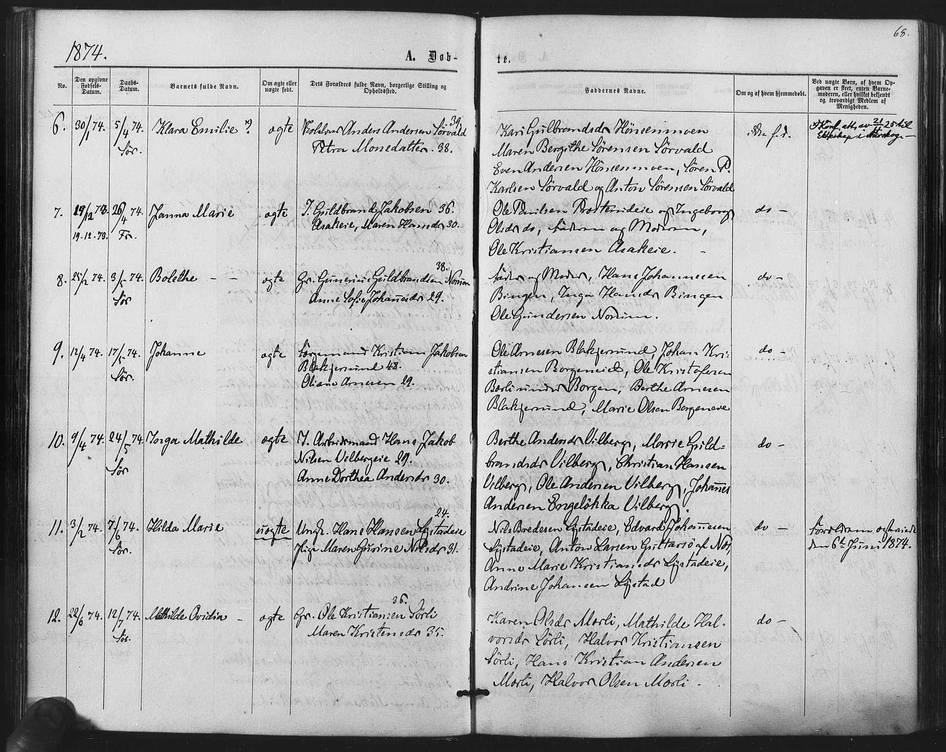 Sørum prestekontor Kirkebøker, AV/SAO-A-10303/F/Fa/L0006: Parish register (official) no. I 6, 1864-1877, p. 68