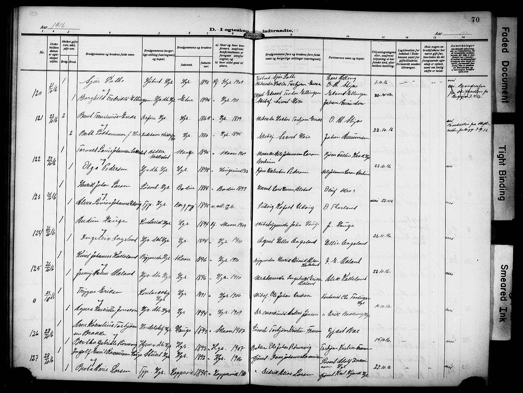 Haugesund sokneprestkontor, AV/SAST-A -101863/H/Ha/Hab/L0008: Parish register (copy) no. B 8, 1909-1921, p. 70