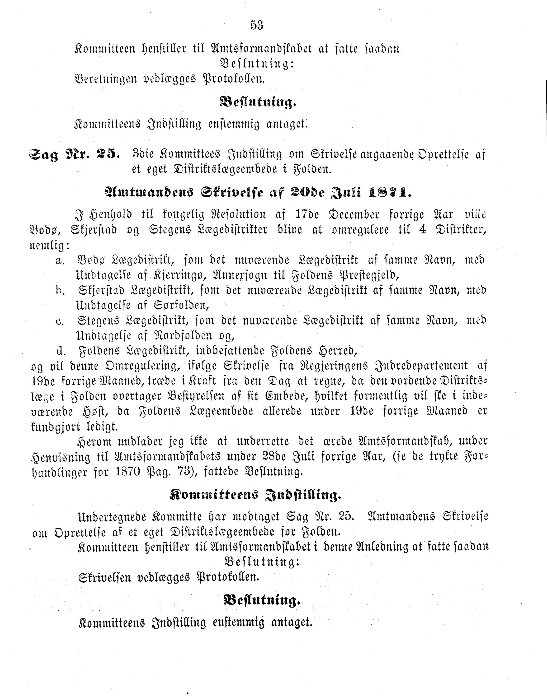 Nordland Fylkeskommune. Fylkestinget, AIN/NFK-17/176/A/Ac/L0008: Fylkestingsforhandlinger 1871, 1871