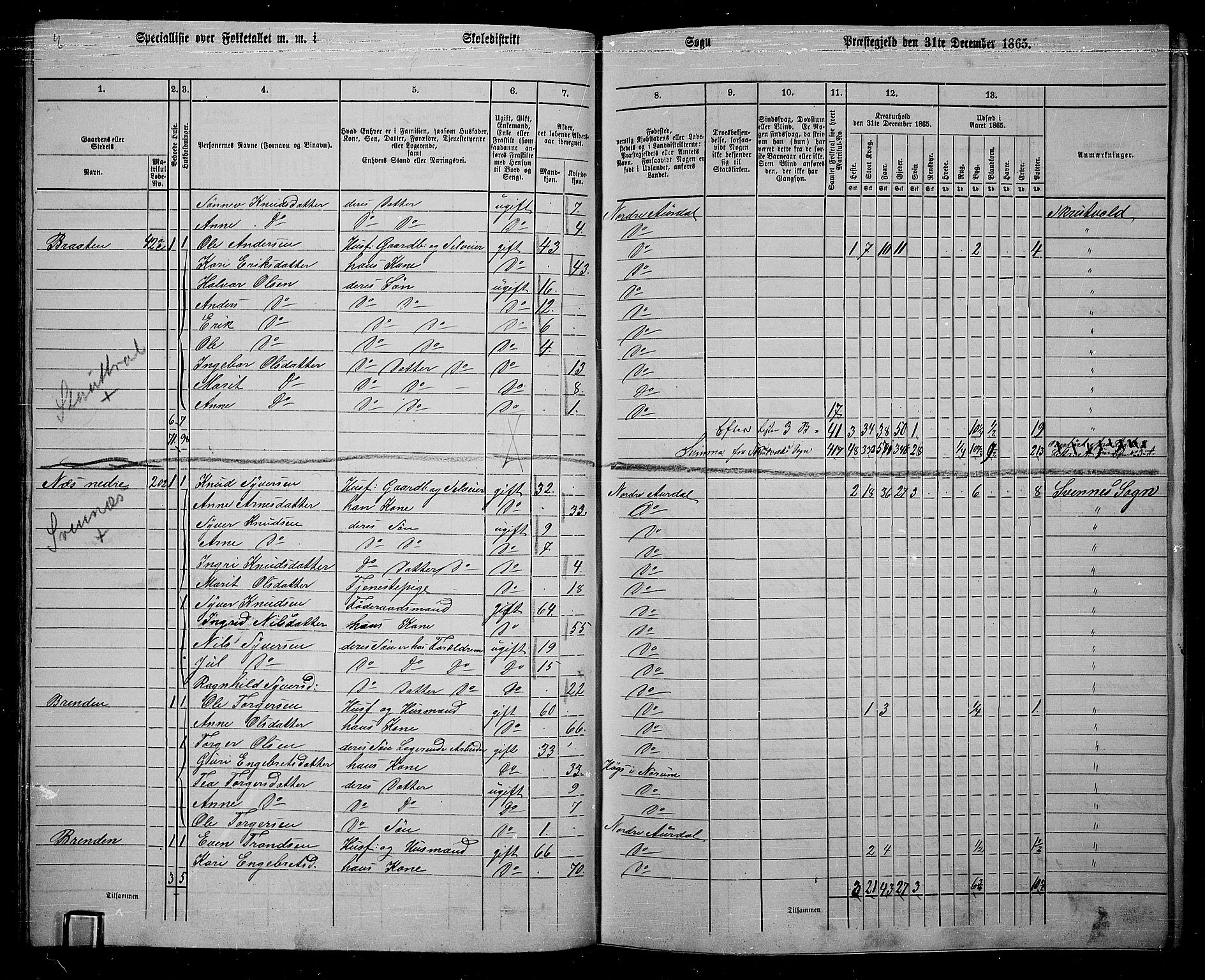 RA, 1865 census for Nord-Aurdal, 1865, p. 76