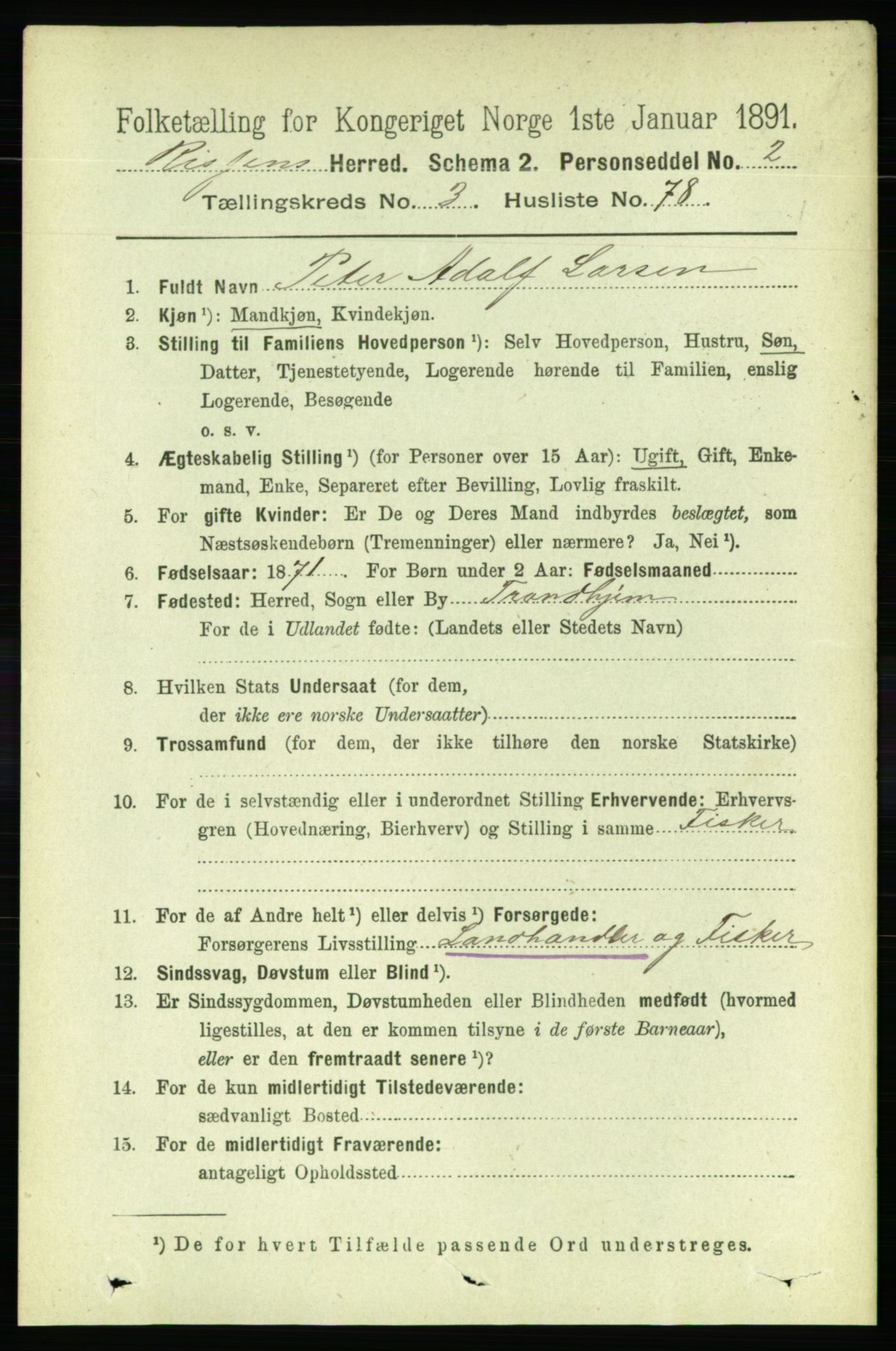 RA, 1891 census for 1624 Rissa, 1891, p. 2067