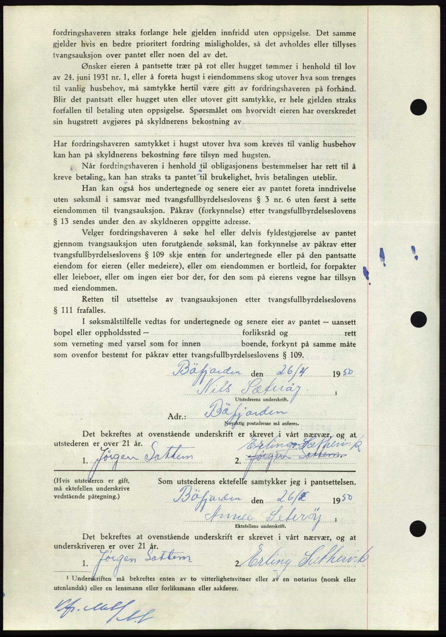 Nordmøre sorenskriveri, AV/SAT-A-4132/1/2/2Ca: Mortgage book no. B104, 1950-1950, Diary no: : 1334/1950