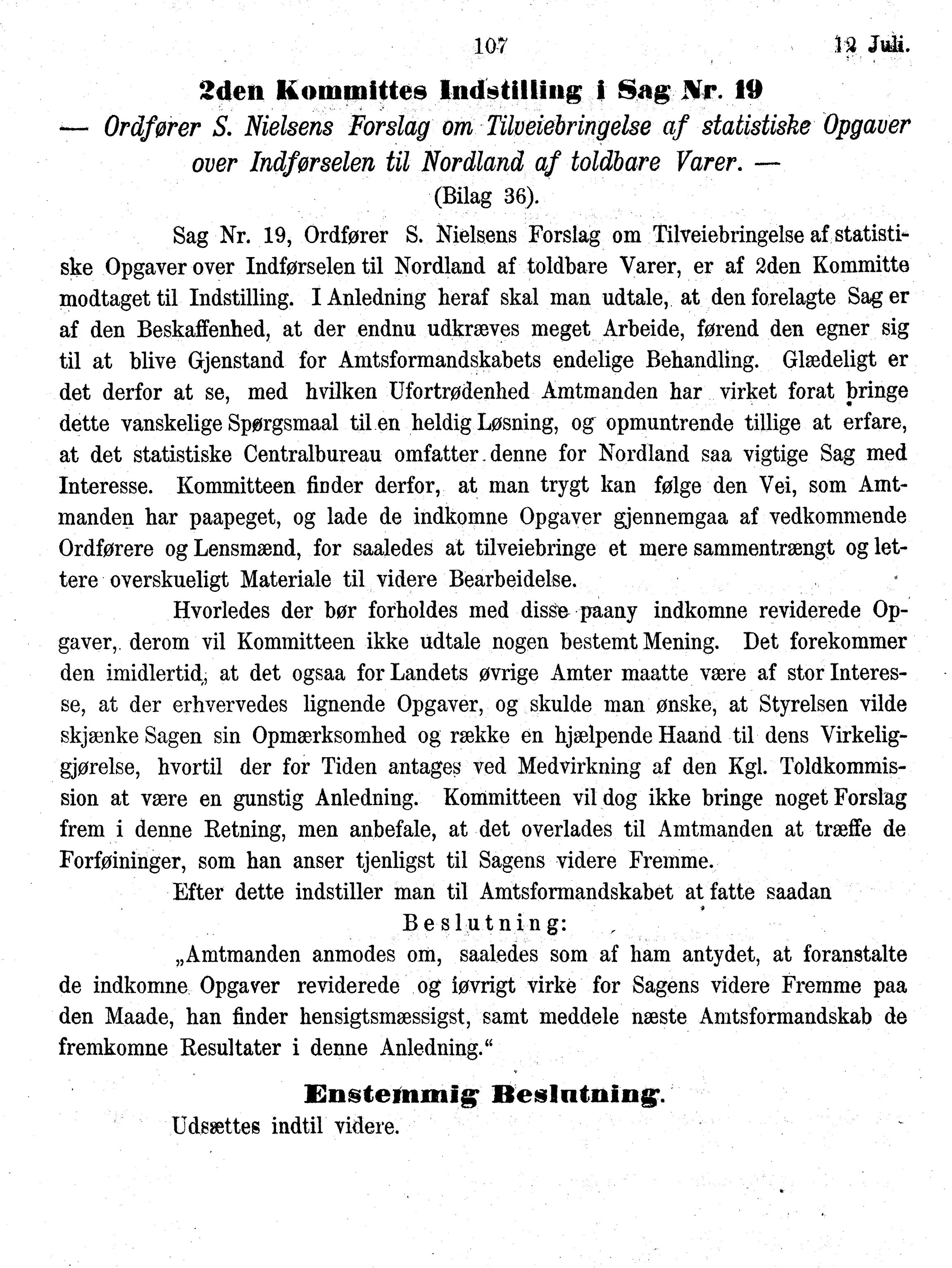 Nordland Fylkeskommune. Fylkestinget, AIN/NFK-17/176/A/Ac/L0010: Fylkestingsforhandlinger 1874-1880, 1874-1880