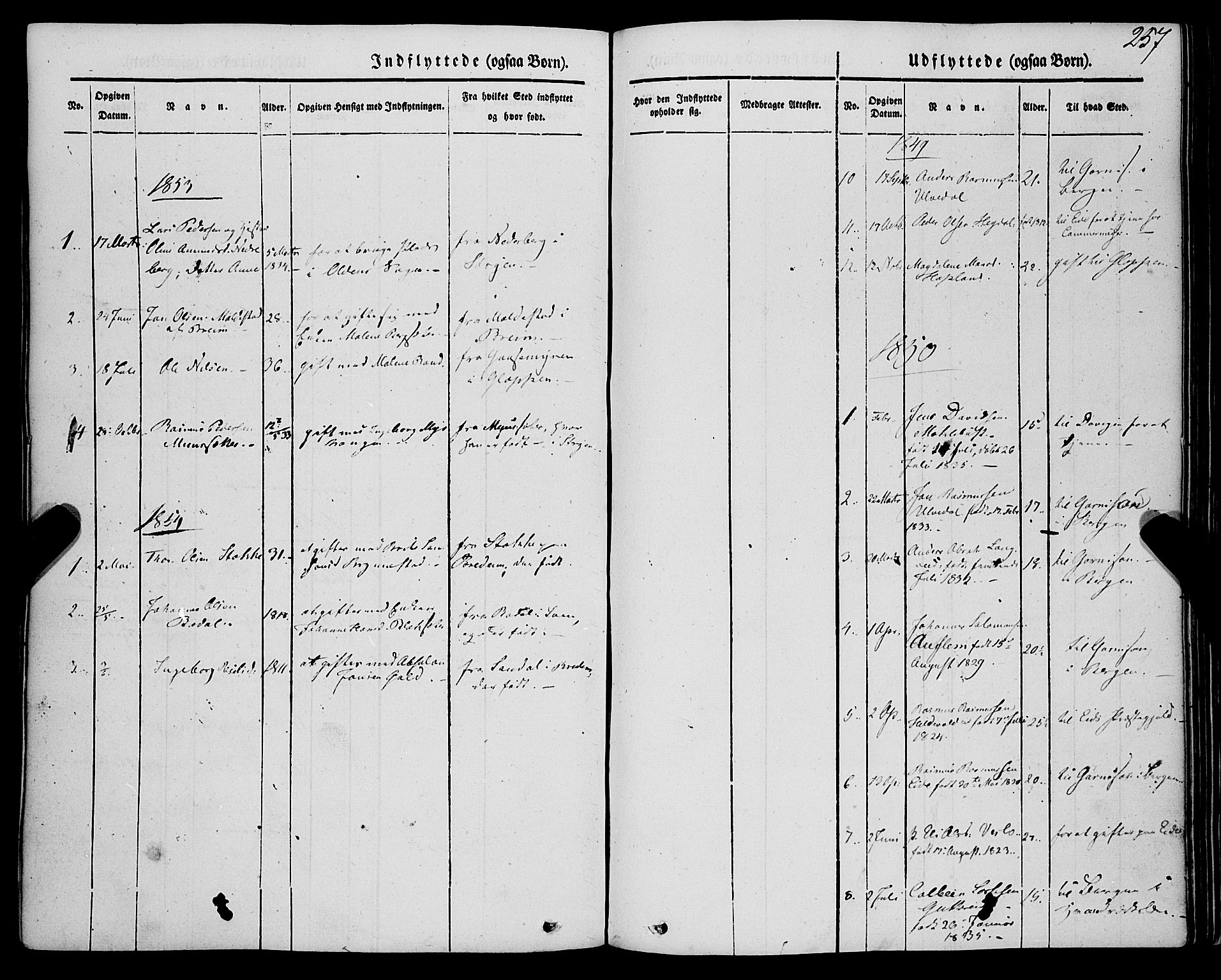 Innvik sokneprestembete, AV/SAB-A-80501: Parish register (official) no. A 5, 1847-1865, p. 257