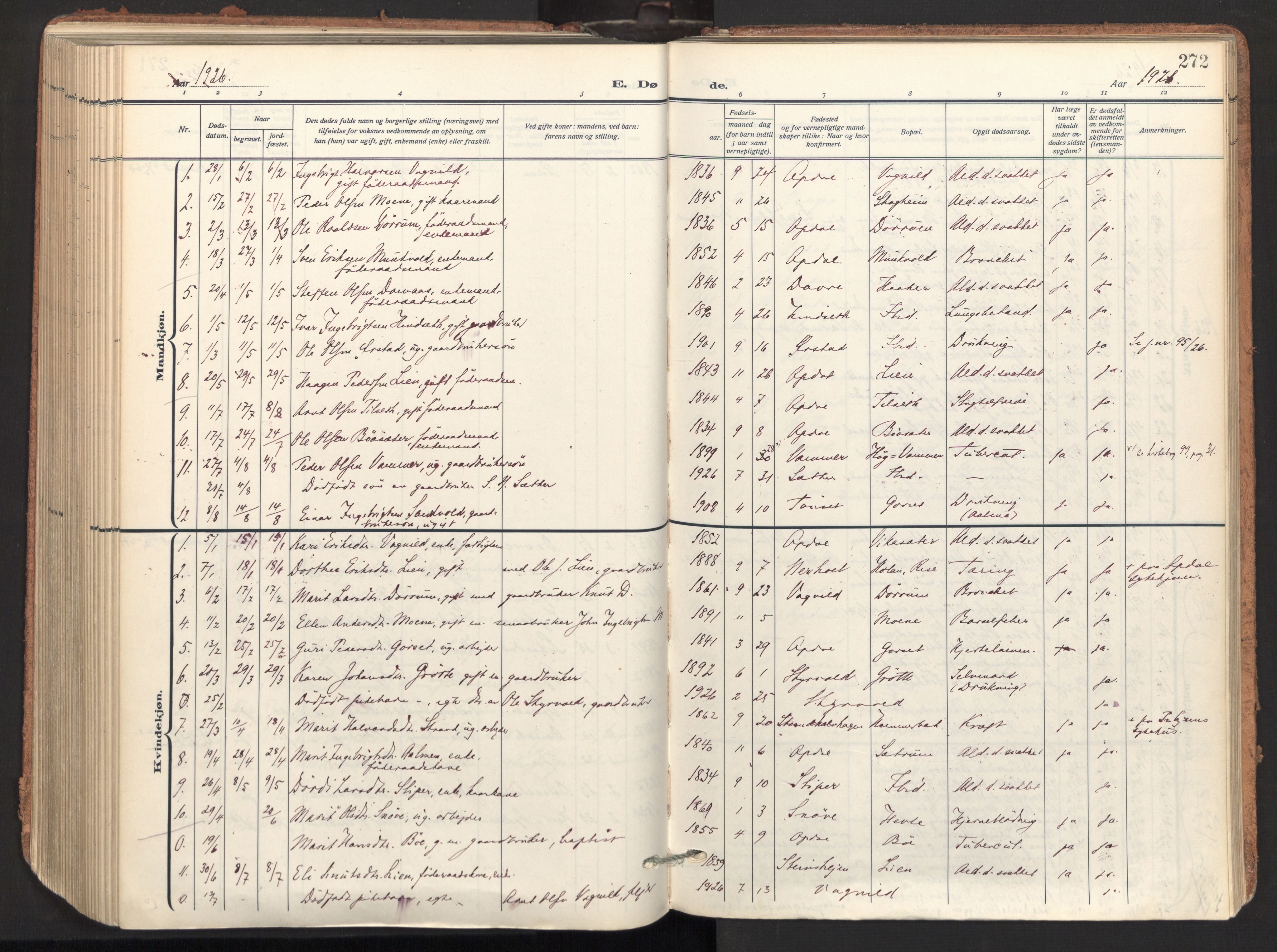 Ministerialprotokoller, klokkerbøker og fødselsregistre - Sør-Trøndelag, AV/SAT-A-1456/678/L0909: Parish register (official) no. 678A17, 1912-1930, p. 272